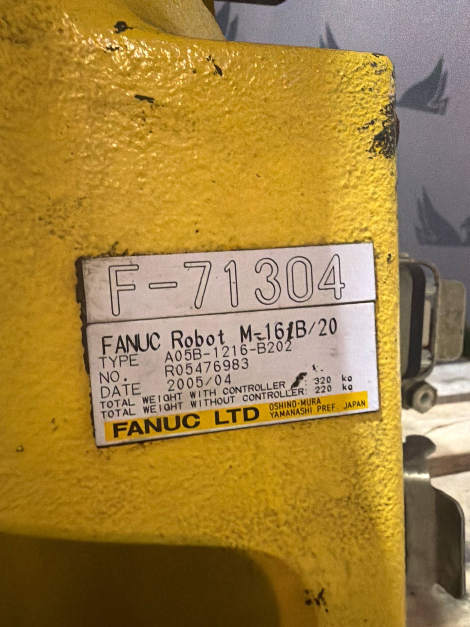 FANUC M-16IB/20 INDUSTRIAL ROBOT ARM A05B-1216-B202 2005 ARM ONLY USED 6