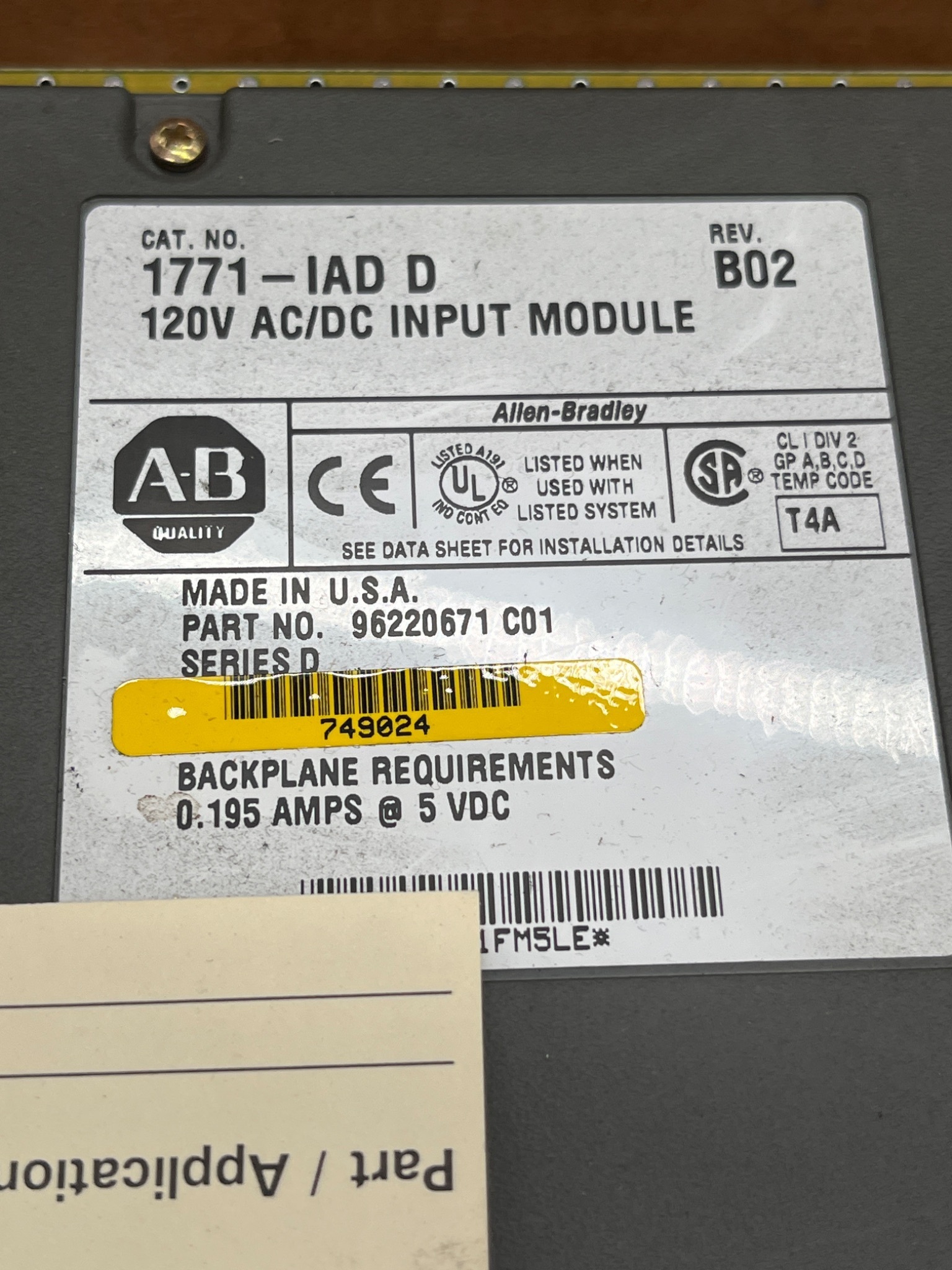 ALLEN BRADLEY 1771-IAD Digital Input Module NEW 6