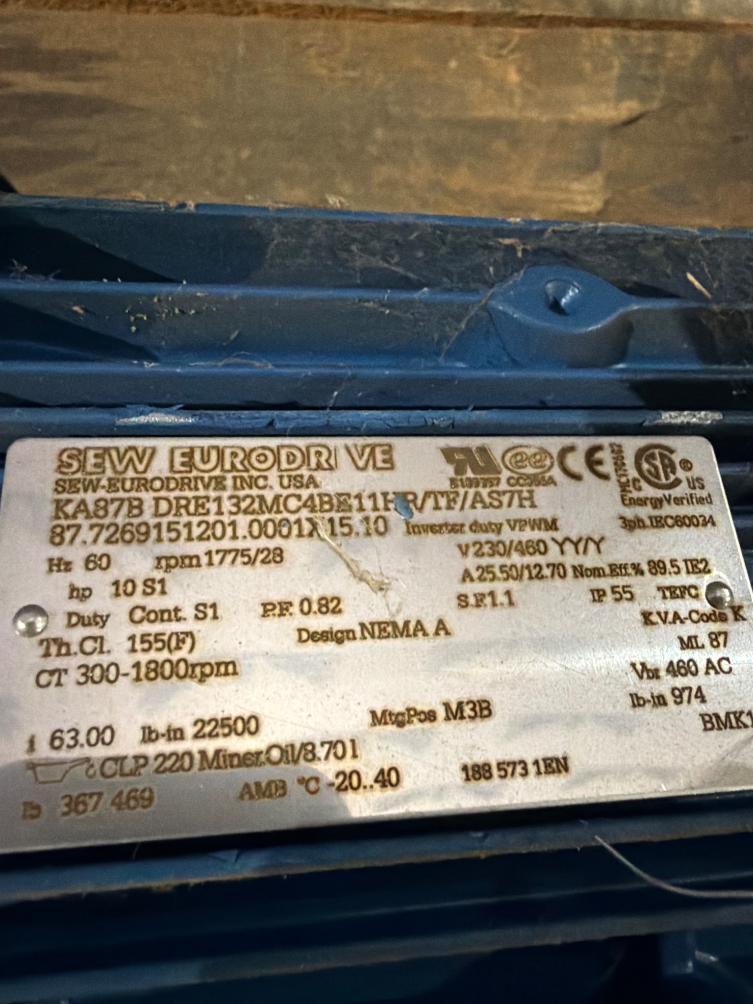 USED SEW‑EURODRIVE KA87B DRE132MC4BE11HR/TF/AS7H Gear Motor 5