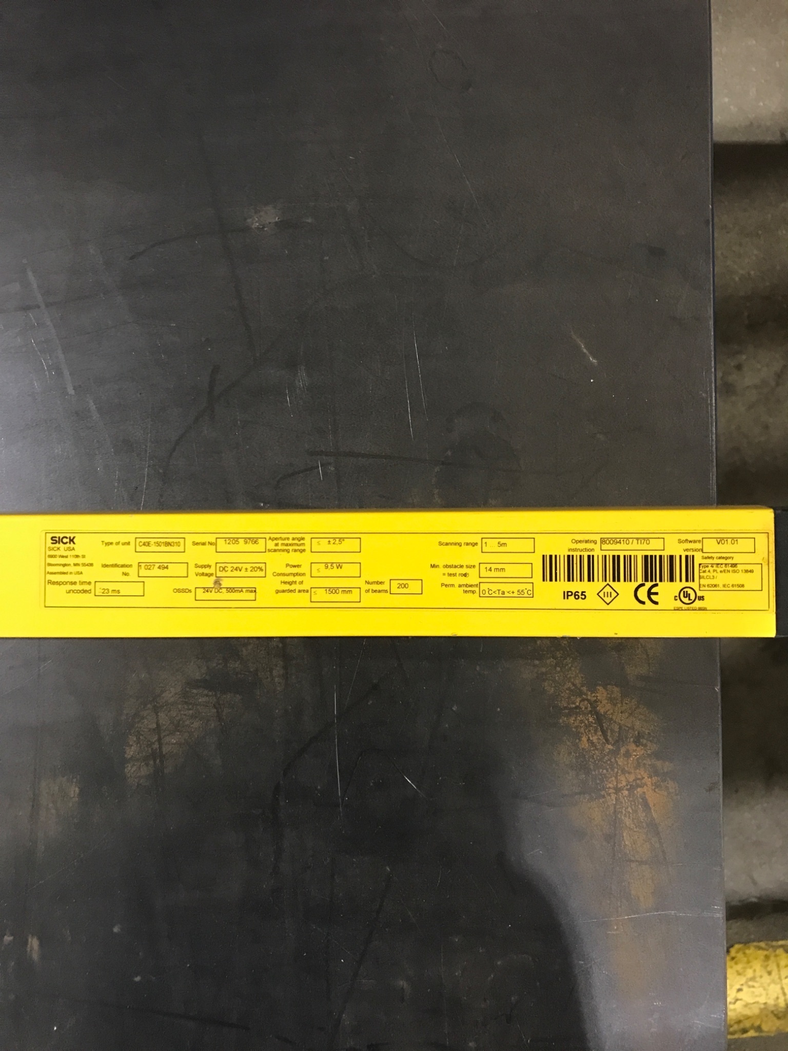 SICK C40E‑1501BN310 Light Curtain Receiver USED 3