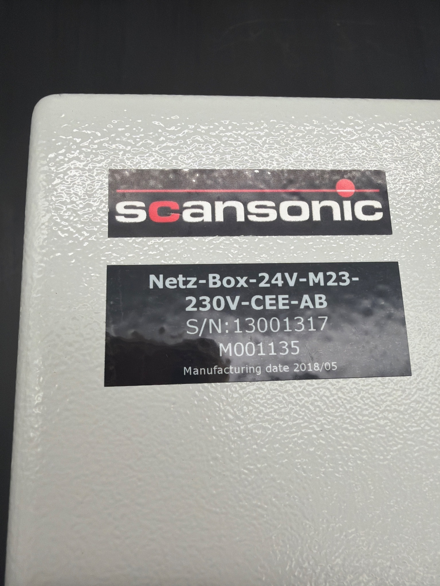 2018 SCANSONIC NETZ-BOX-24V-M23-230V-CEE-AB POWER SUPPLY BOX; NEW 1