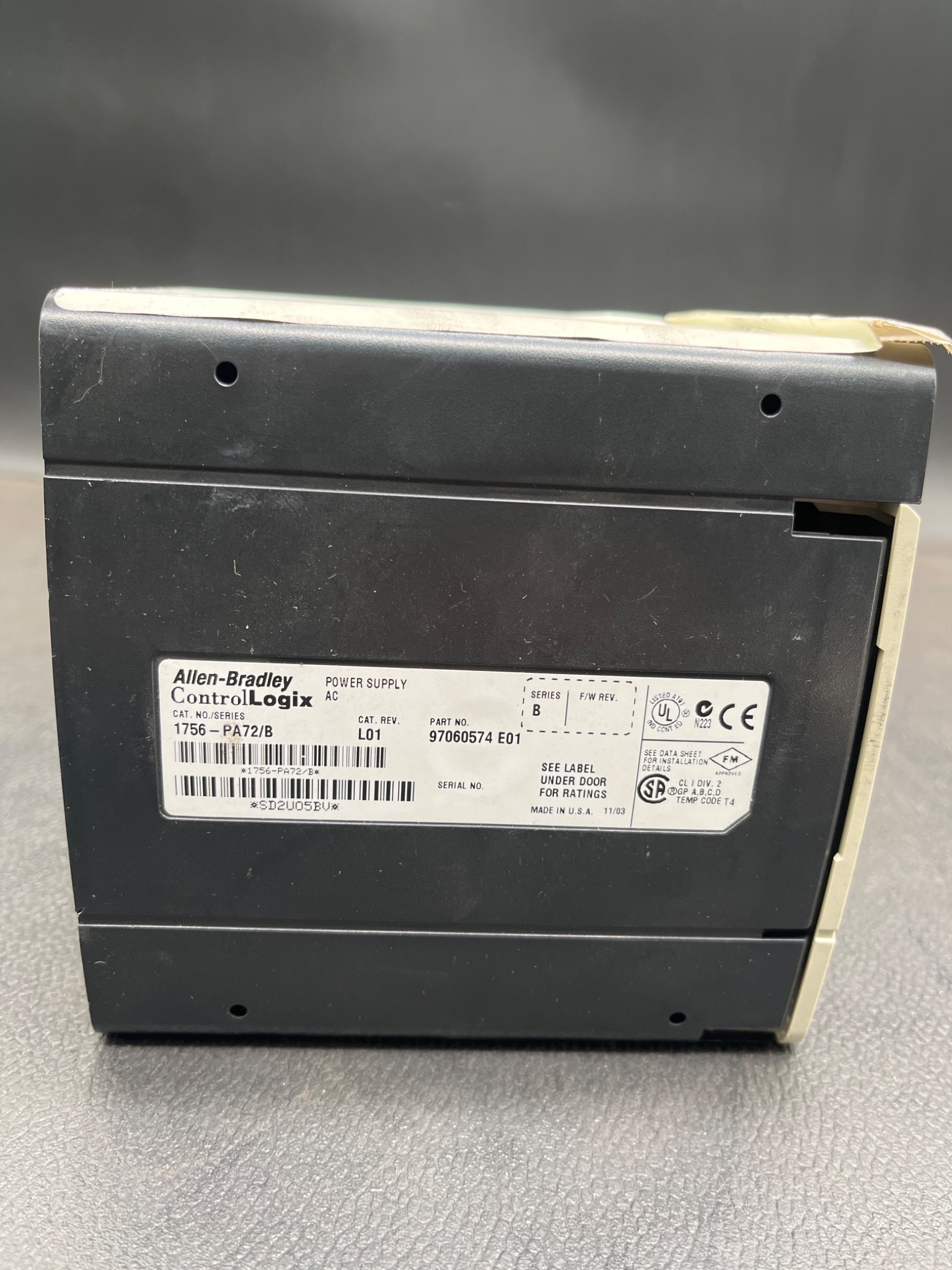 ALLEN BRADLEY 1756‑PA72 /B ControlLogix AC Power Supply USED 3