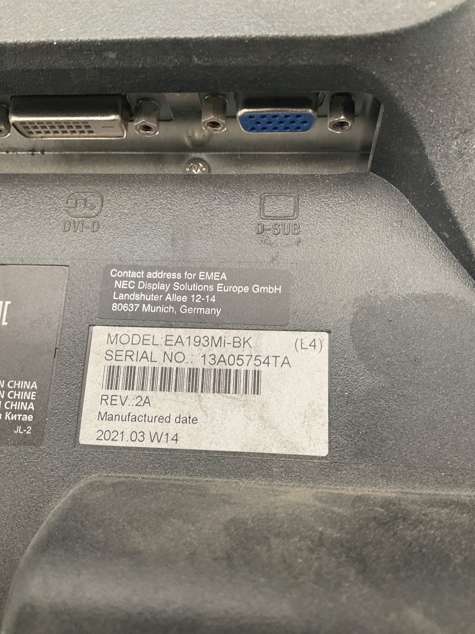 NEC EA193Mi‑BK 19" LCD Display Monitor USED 3