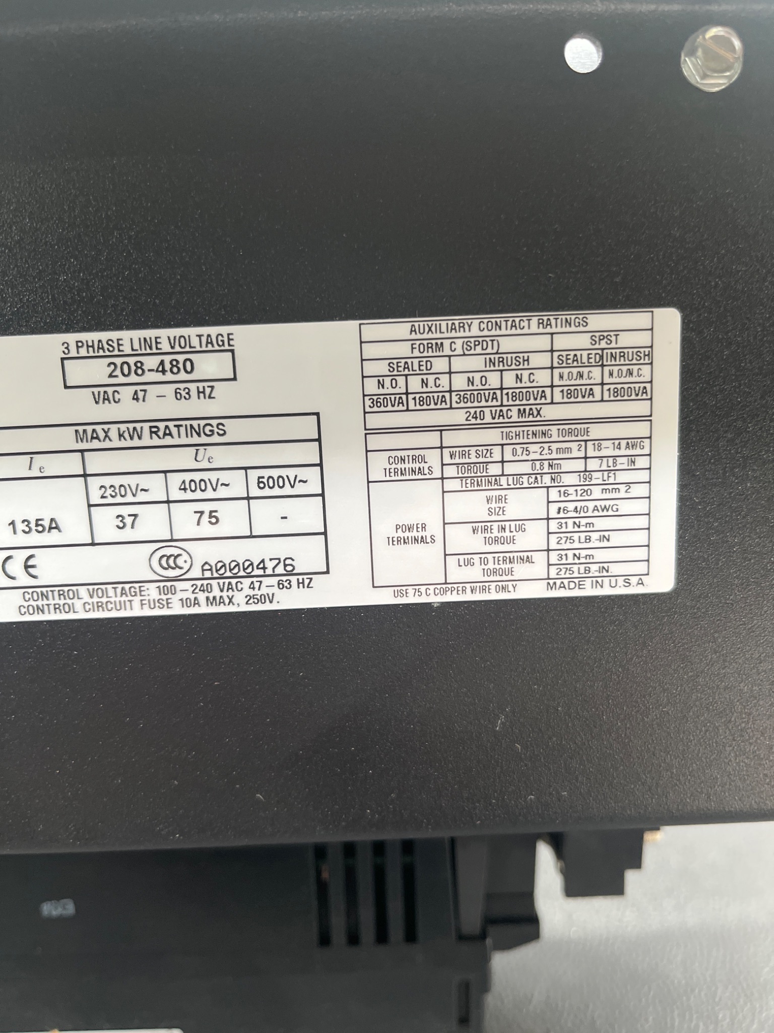 ALLEN BRADLEY 150‑B135NBD Solid State Controller 100HP 135A USED 6
