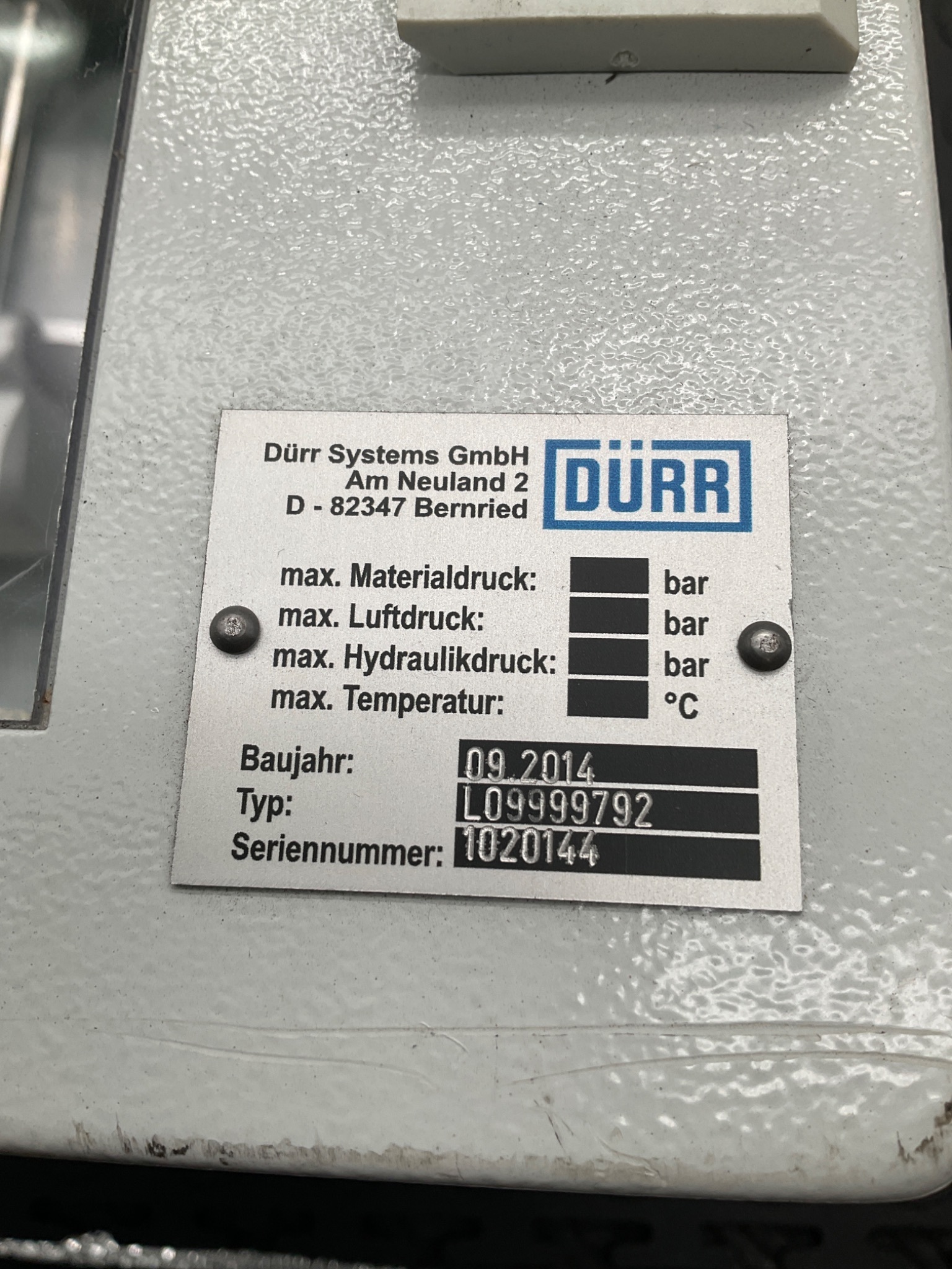 DÜRR L09999792 Accessory Control Panel USED 1