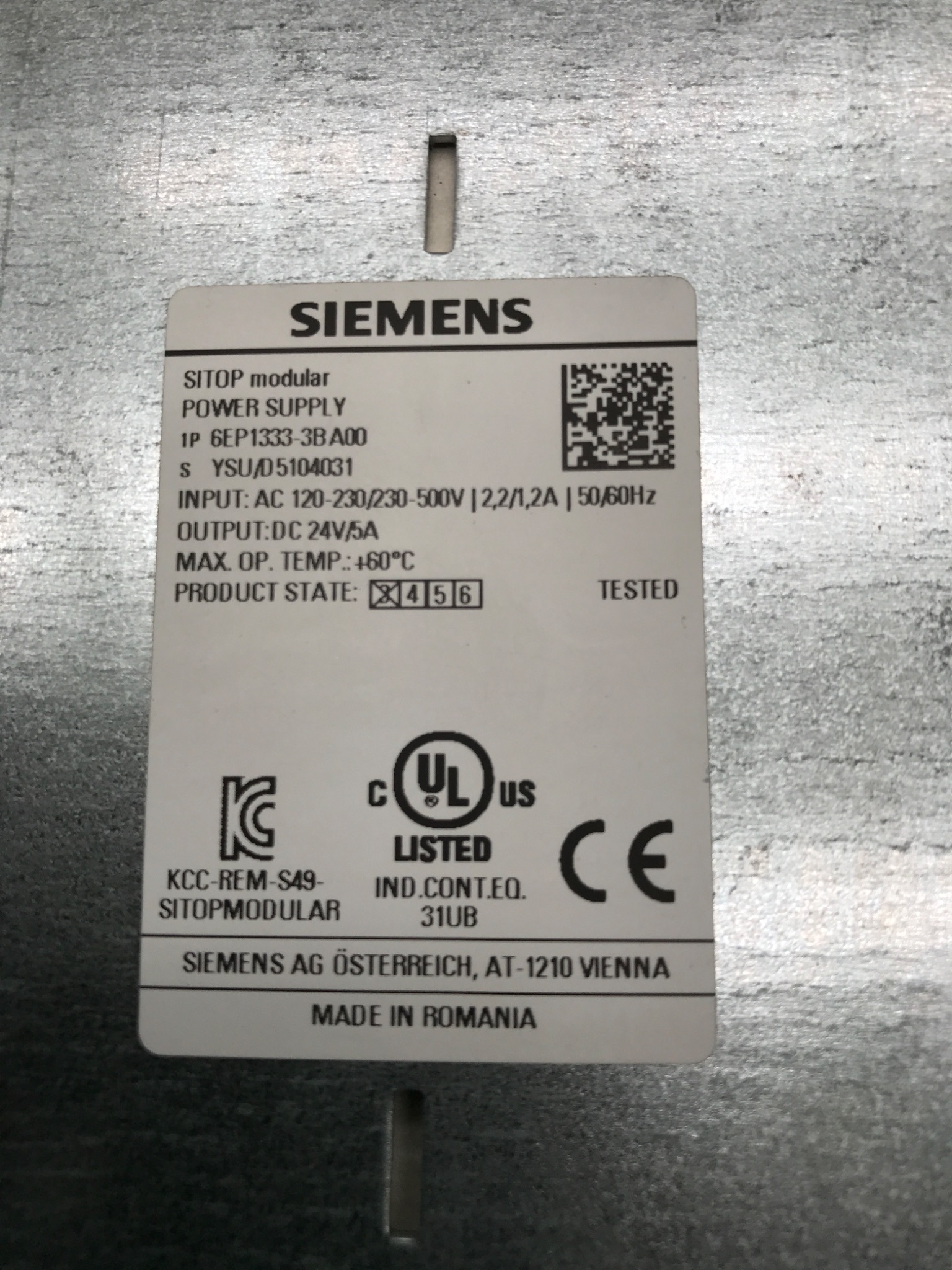 SIEMENS 6EP1333‑3BA00 SITOP Modular 24VDC Power Supply USED 2