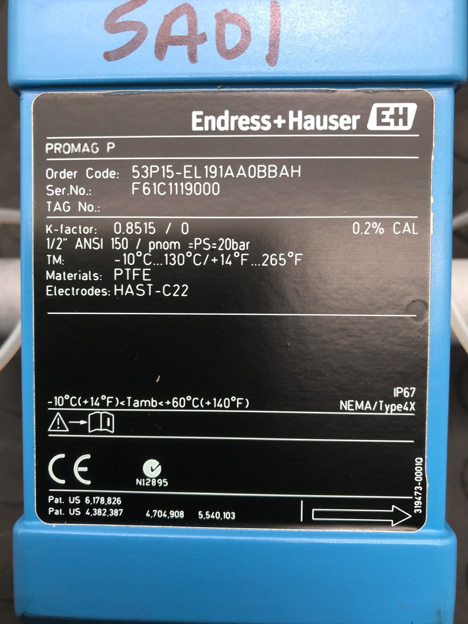 ENDRESS + HAUSER 53P15-EL191AA0BBAH PROMAG P Electromagnetic Flow Meter NEW 5