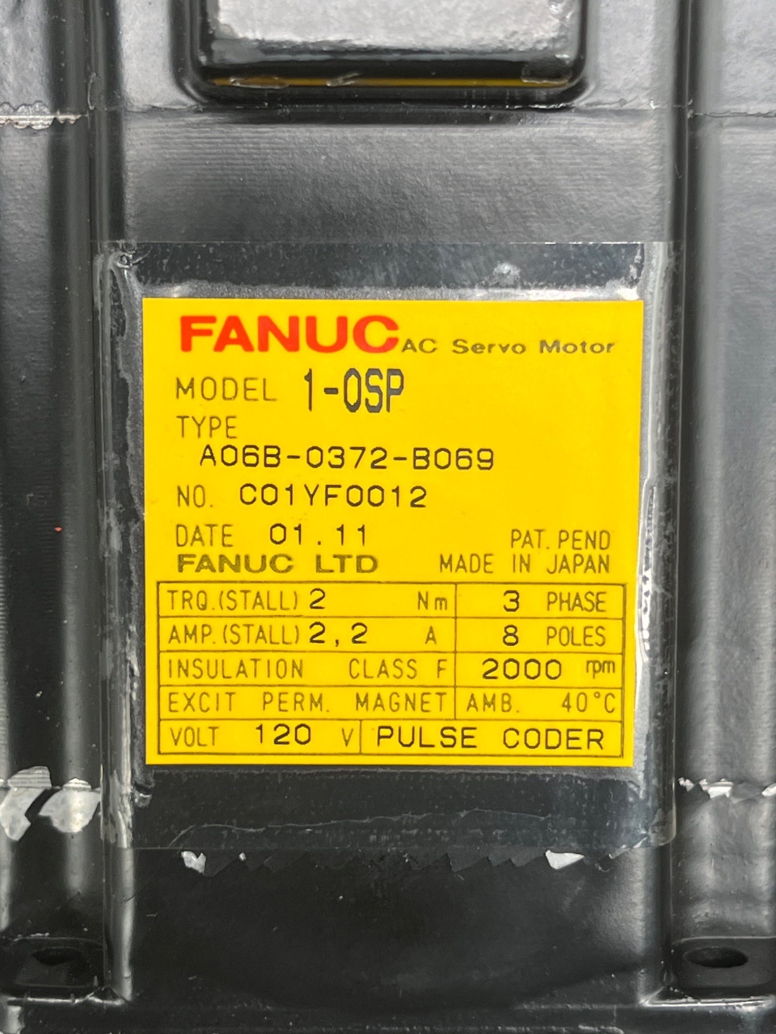 FANUC A06B‑0372‑B069 1‑0SP AC Servo Motor USED 4