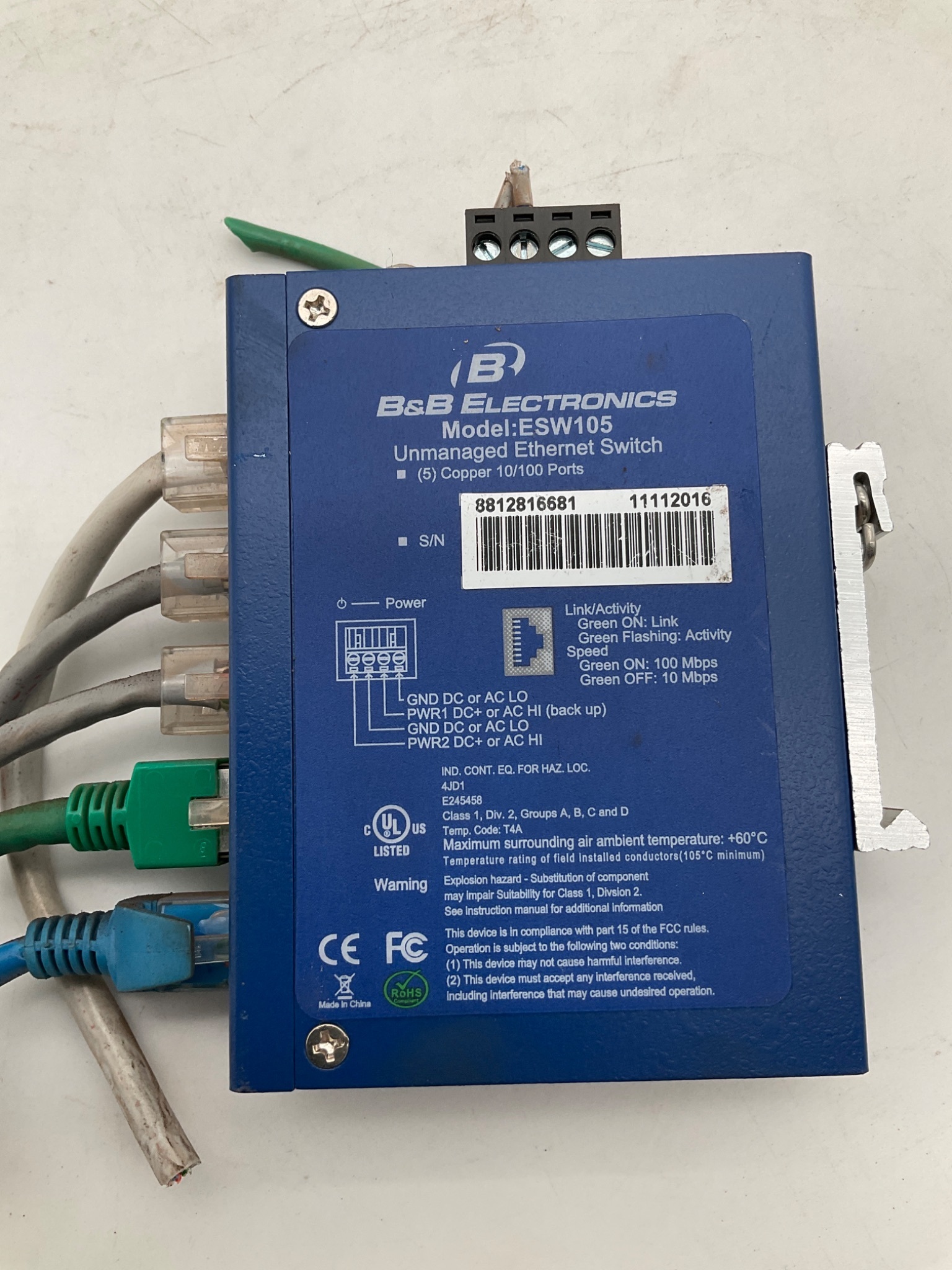 B&B Electronics ESW105 Unmanaged Ethernet Switch USED 1
