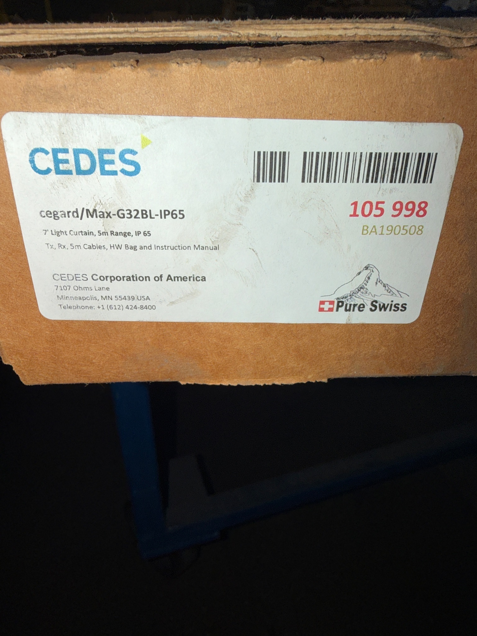 CEDES Max‑G32BL‑IP65 Safety Light Curtain New In Box 0