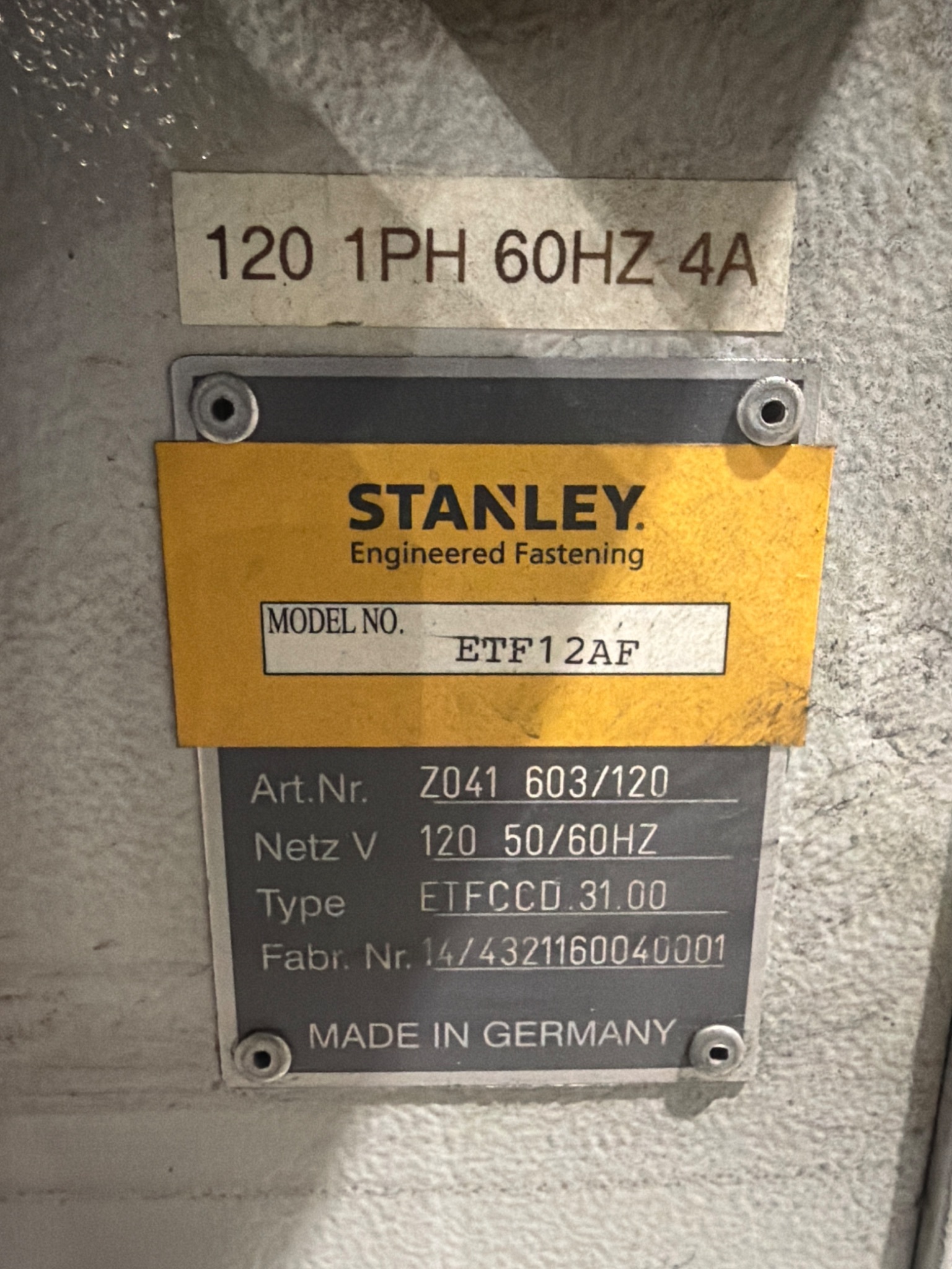 EMHART TEKNOLOGIES ETF12AF Stud Welder USED 4