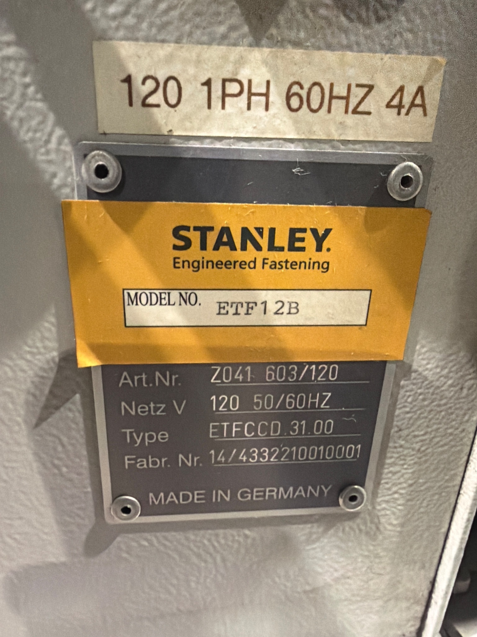 EMHART TEKNOLOGIES ETF12B Stud Welder USED 4