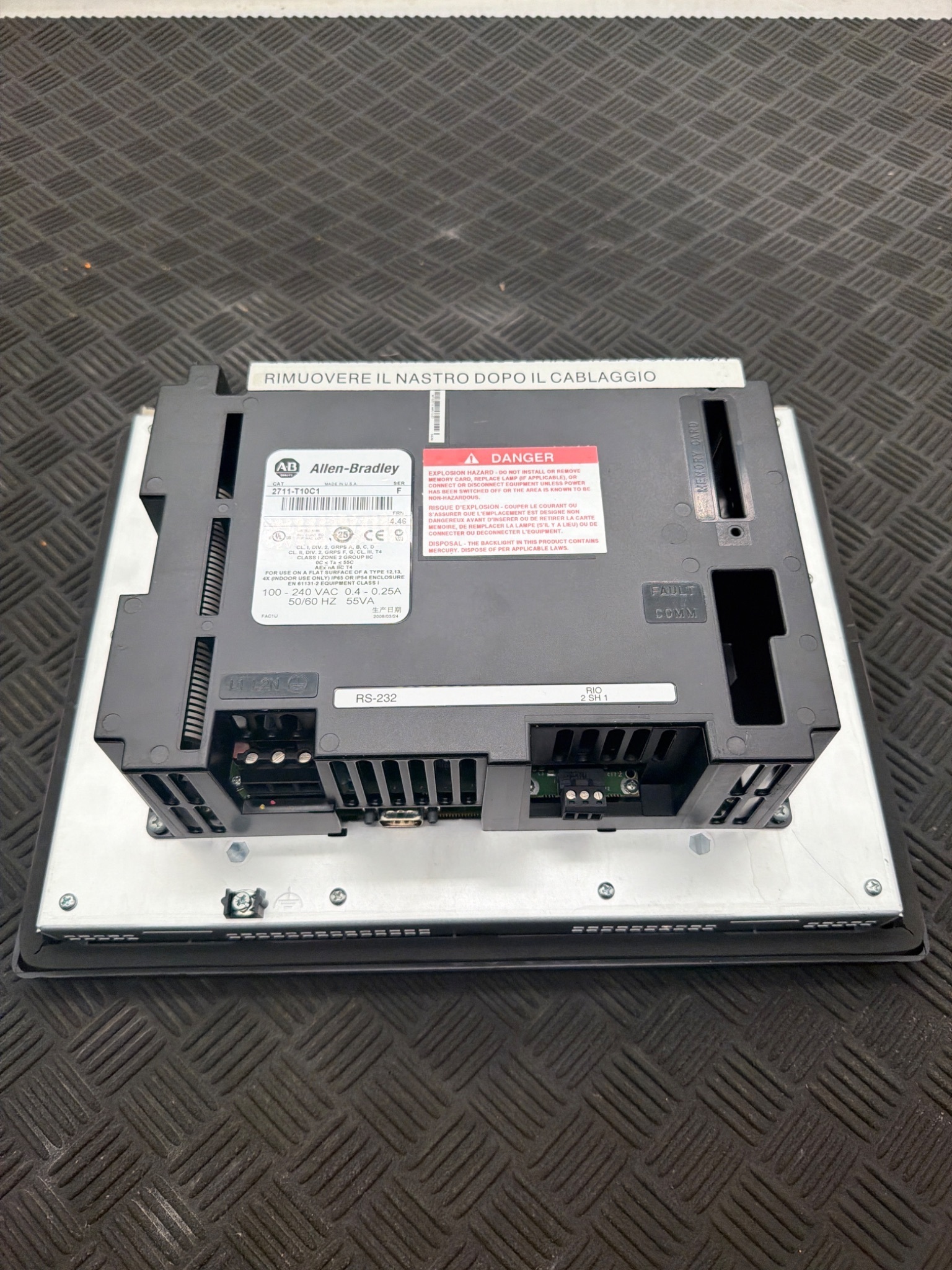 ALLEN BRADLEY 2711‑T10C1 PanelView 1000 Color Touchscreen HMI USED 3
