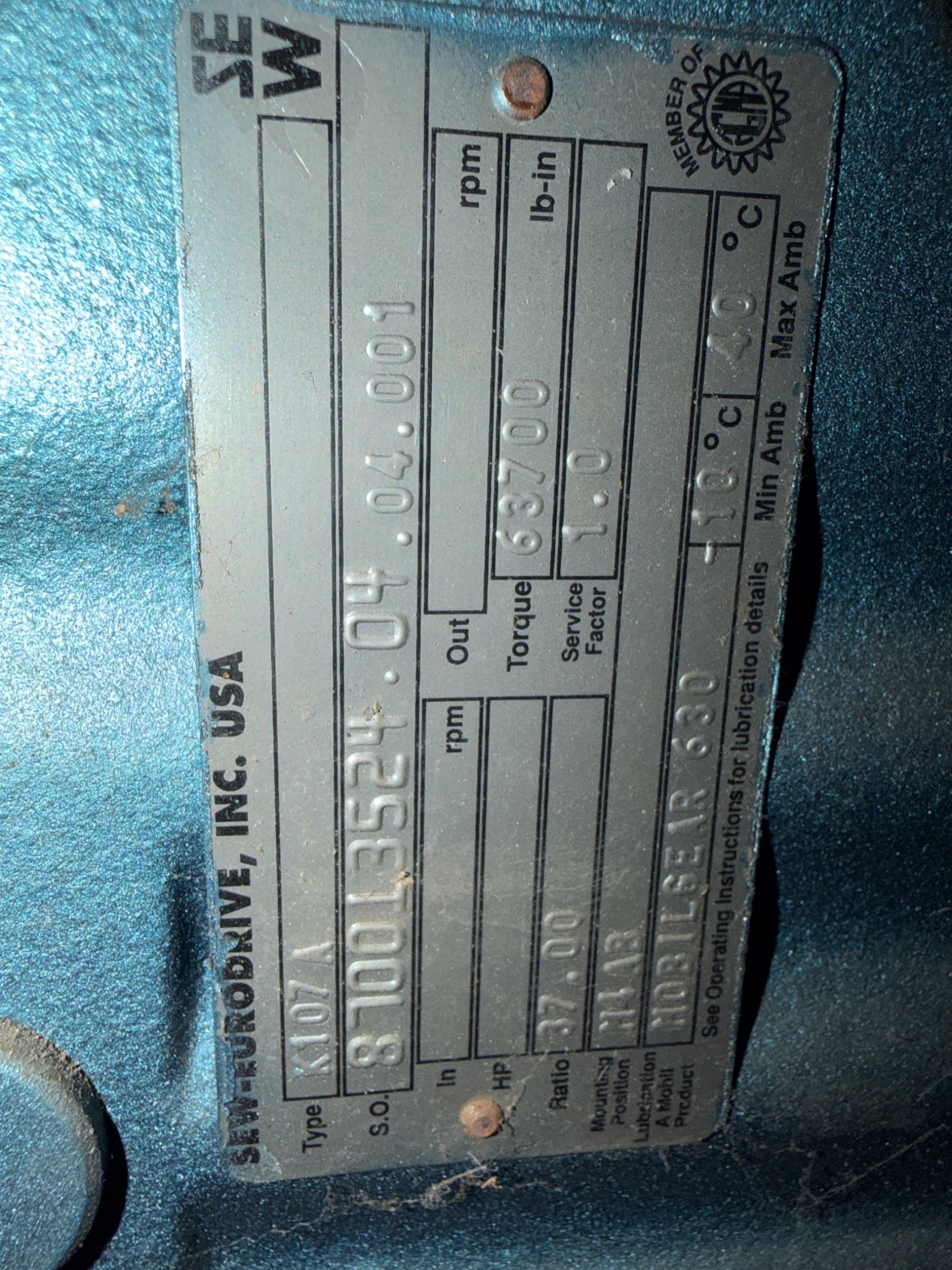 SEW‑EURODRIVE K107 A / DFV160M4 Induction Gearmotor NEW 3