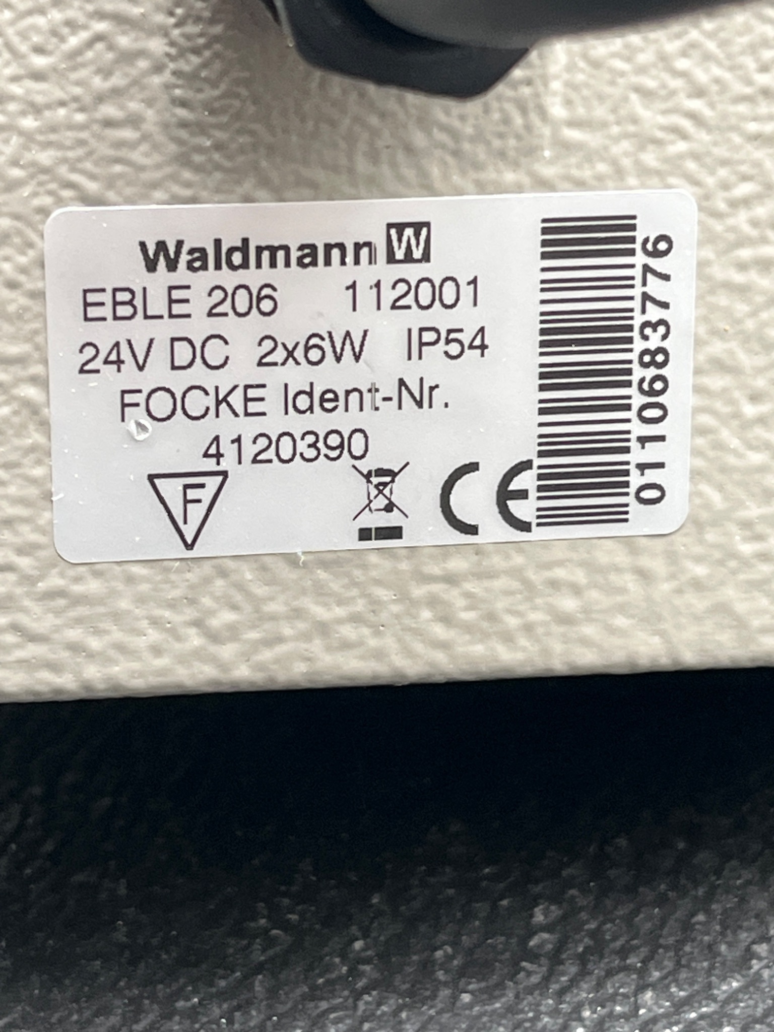 WALDMANN EBLE206 24V DC Machine Light USED 2