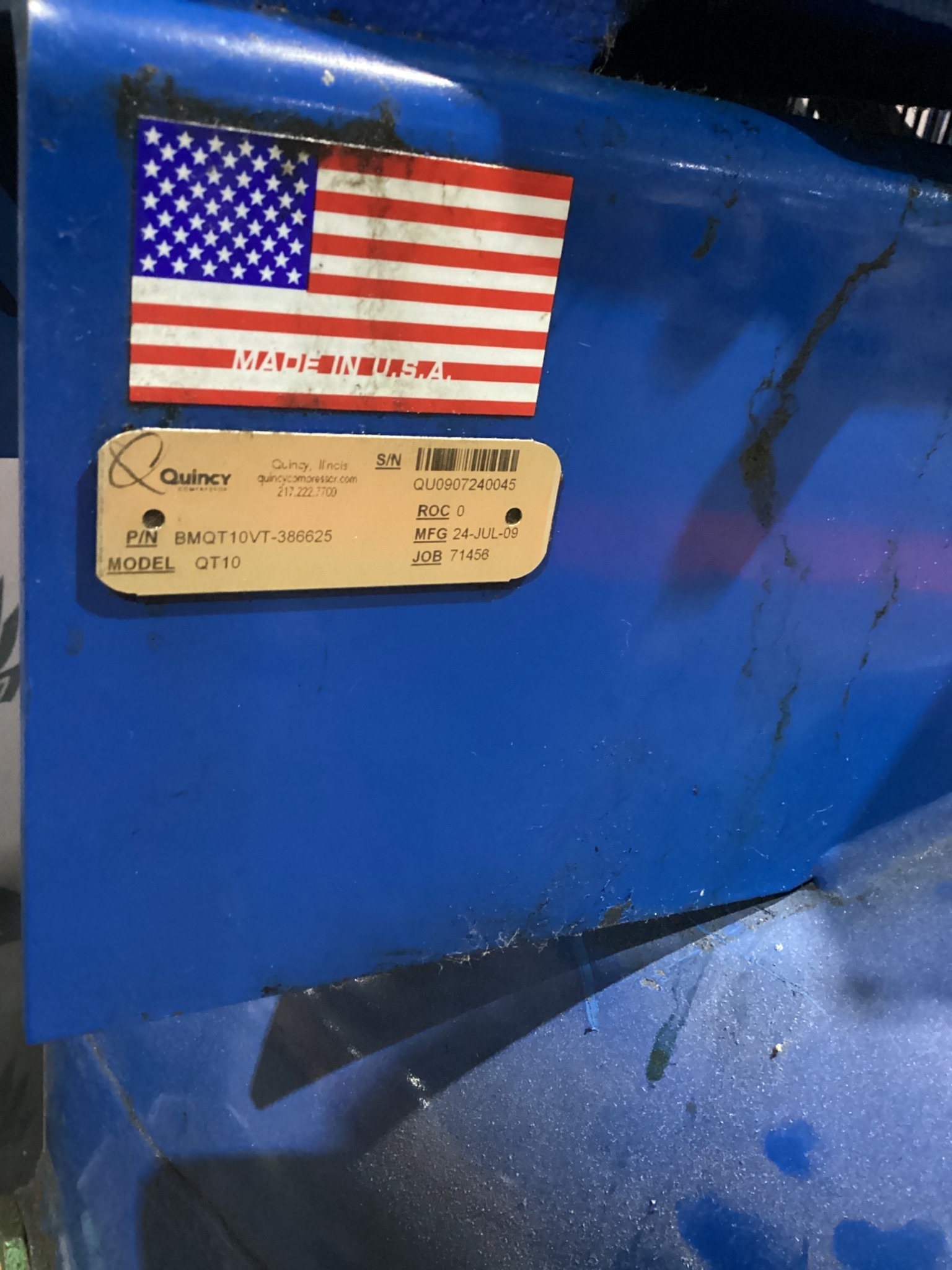 QUINCY QT‑10 Vertical Air Compressor USED 2
