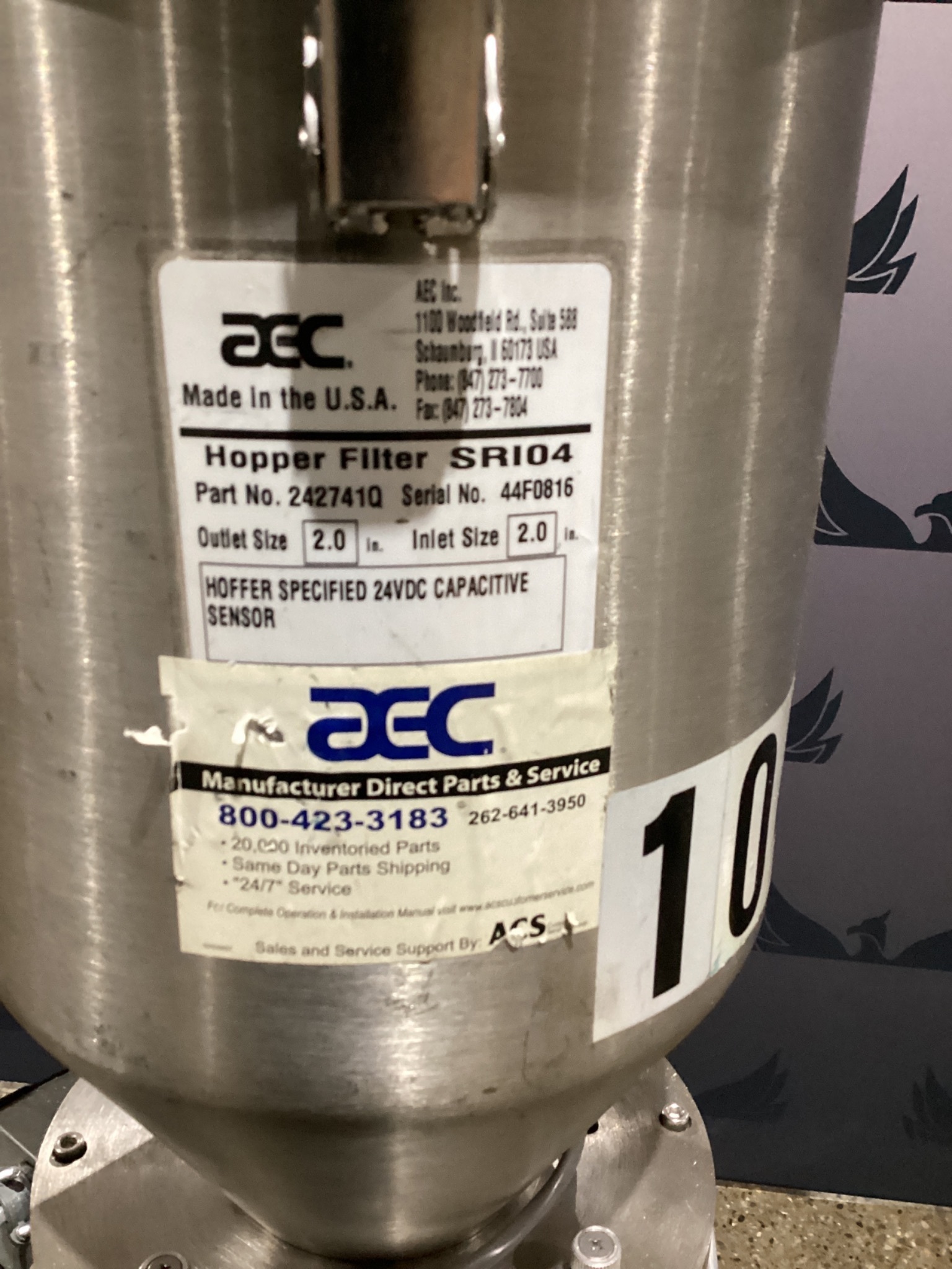 AEC WHITLOCK SRI04 Hopper Filter / Vacuum Receiver USED 3