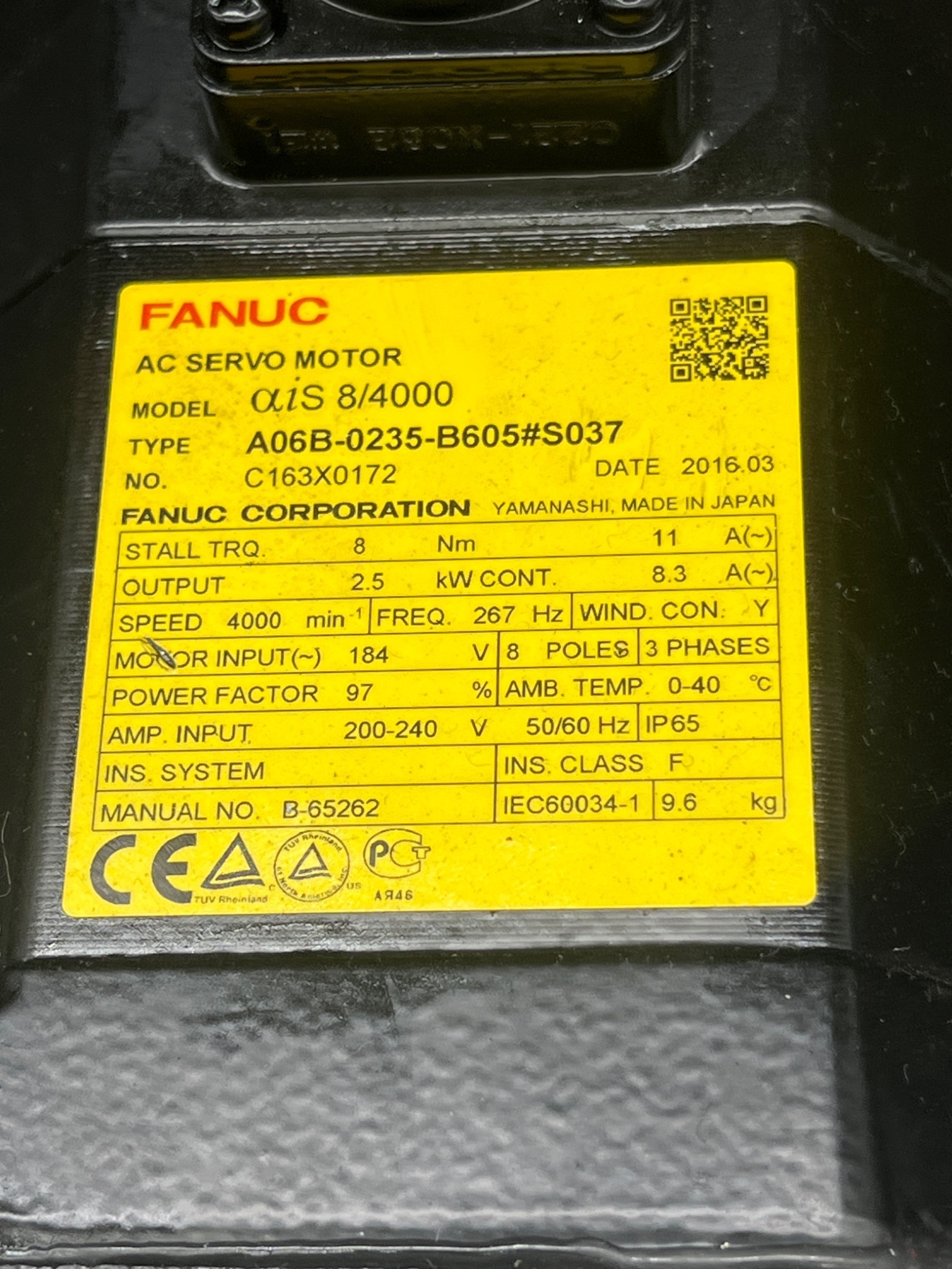 FANUC AC Servo Motor A06B‑0235‑B605#S037 USED 4