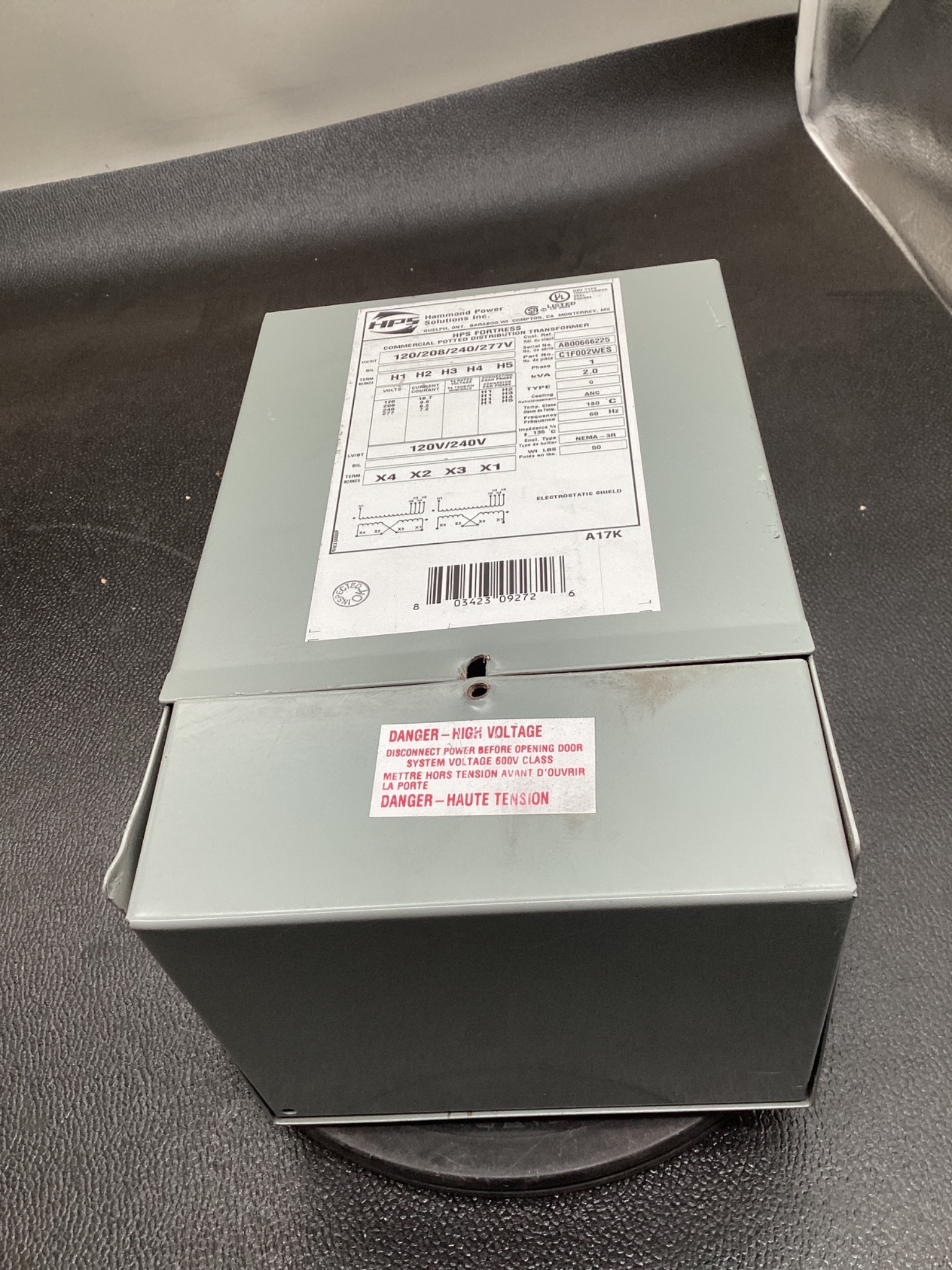 HPS C1F002WES Control Transformer 2KVA 120/208/240/277V - 120/240V USED 0