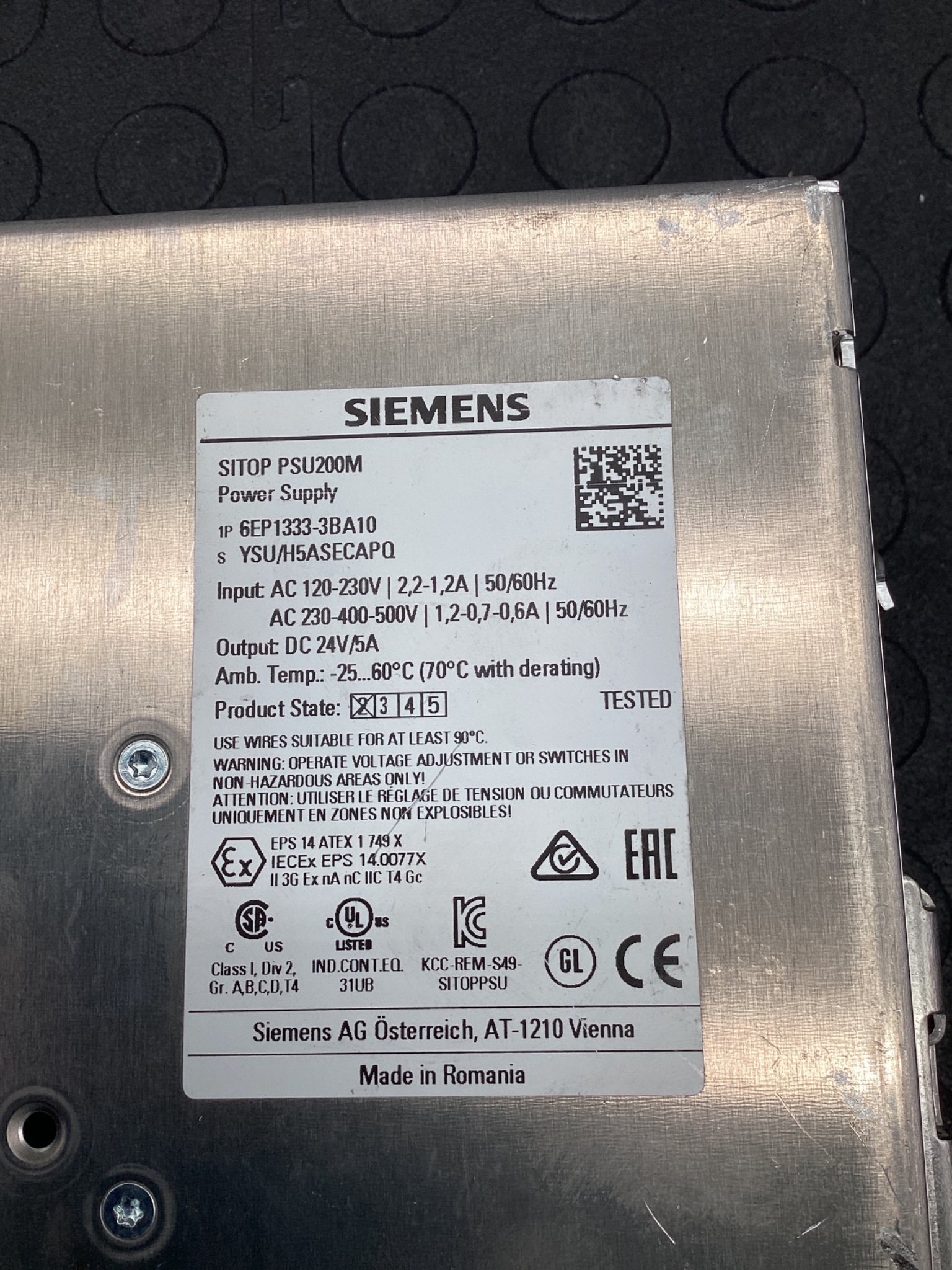 SIEMENS 6EP1333-3BA10 SITOP PSU200M 5A Power Supply USED 3