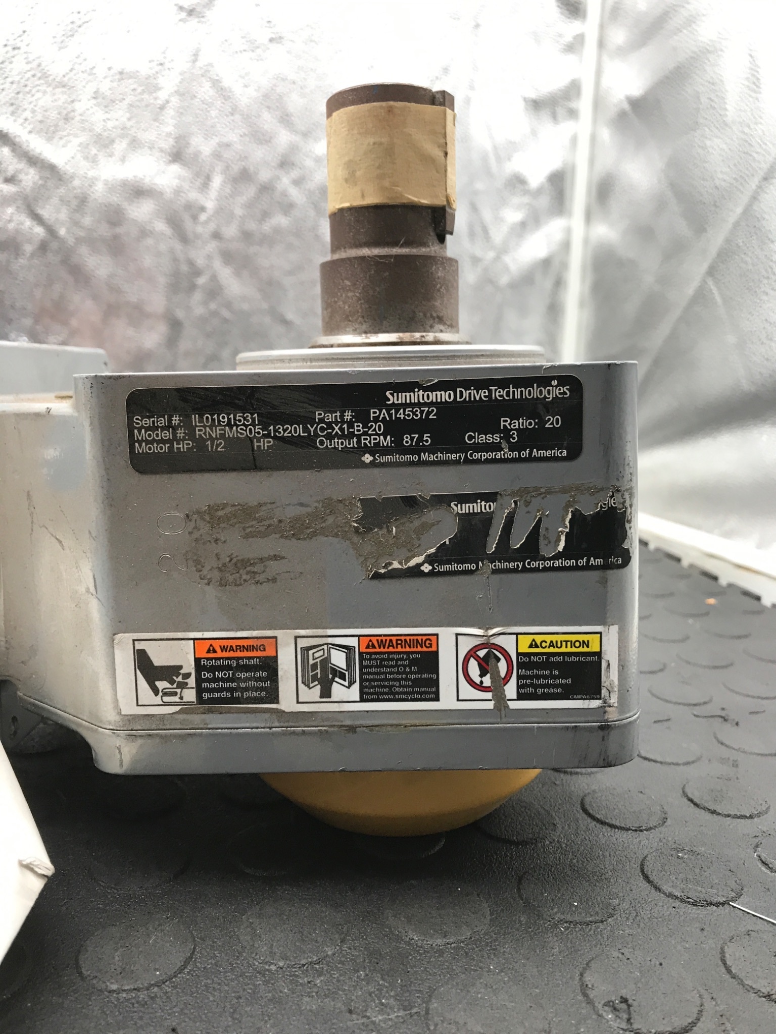 SUMITOMO PA145372 - RNFMS05‑1320LYC‑X1‑B‑20 Gearmotor USED 1