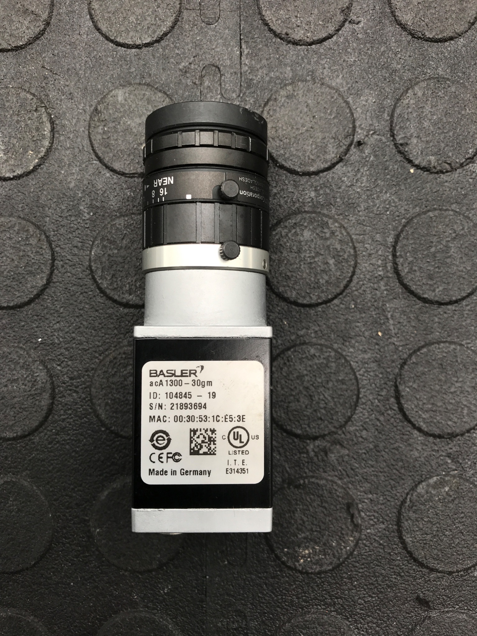BASLER acA1300‑30gm GigE Camera w/ Lens USED 1