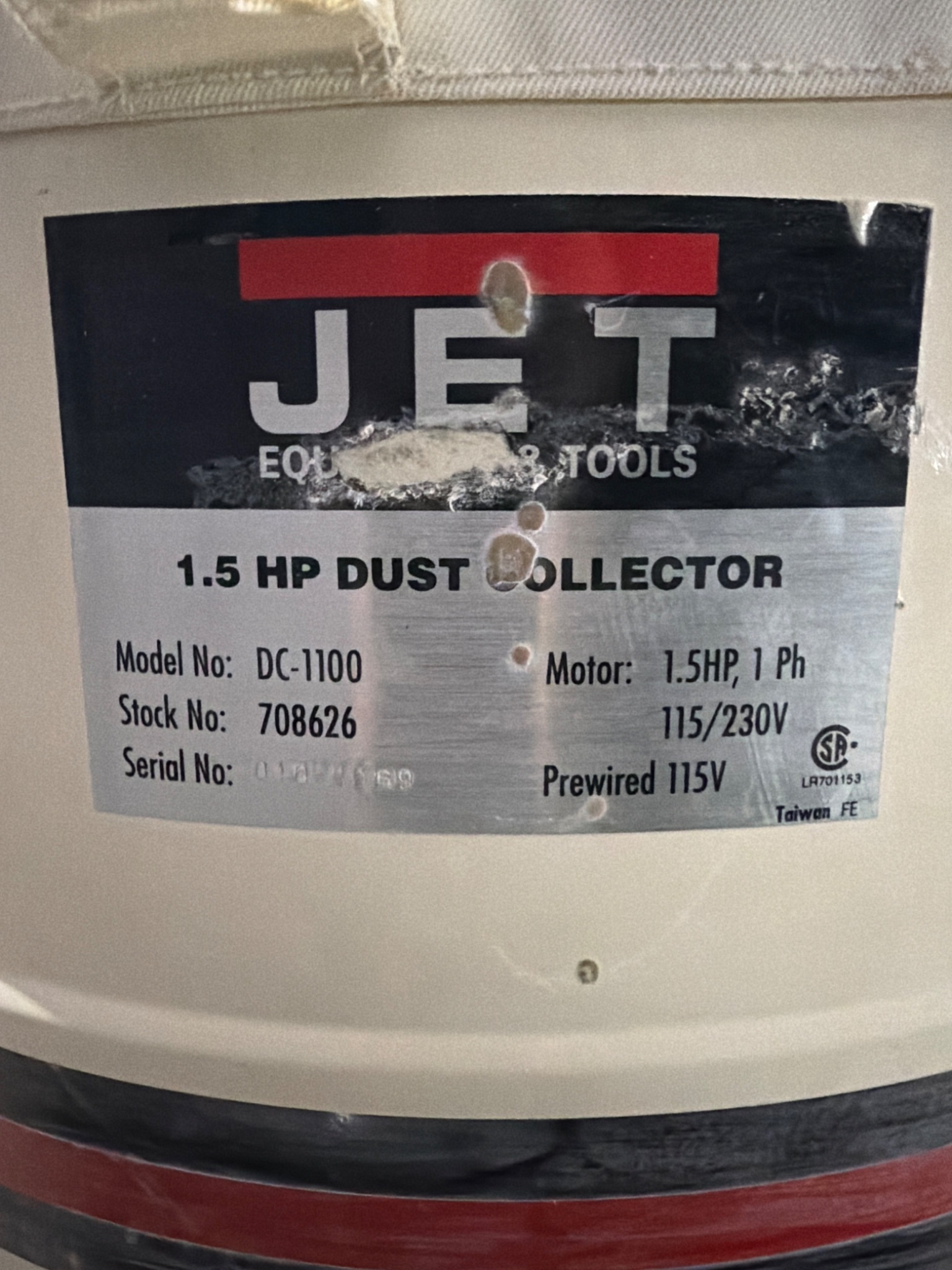 JET DC‑1100 1.5 HP Dust Collector USED 6