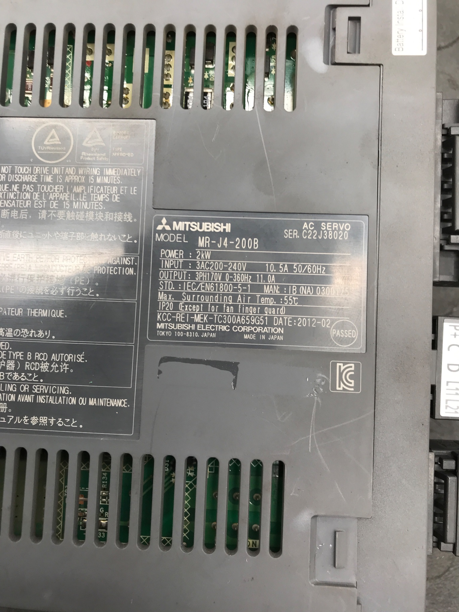MITSUBISHI ELECTRIC MR‑J4‑200B AC Servo Amplifier USED 3
