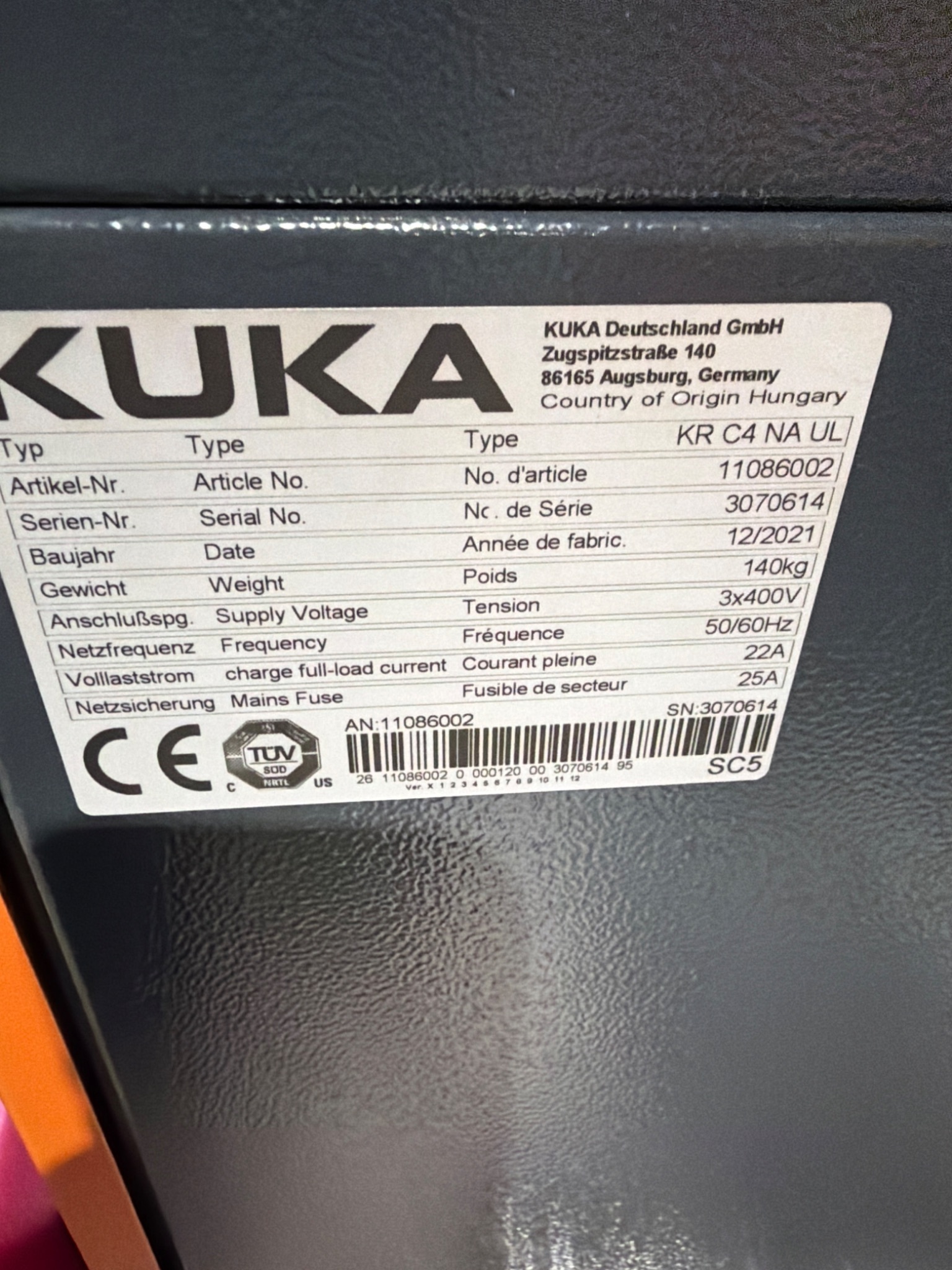 2021 KUKA KR20 1810-2/SEL ROBOT WITH KR C4 CONTROLLER AND SMARTPAD TEACH PENDANT; USED 4