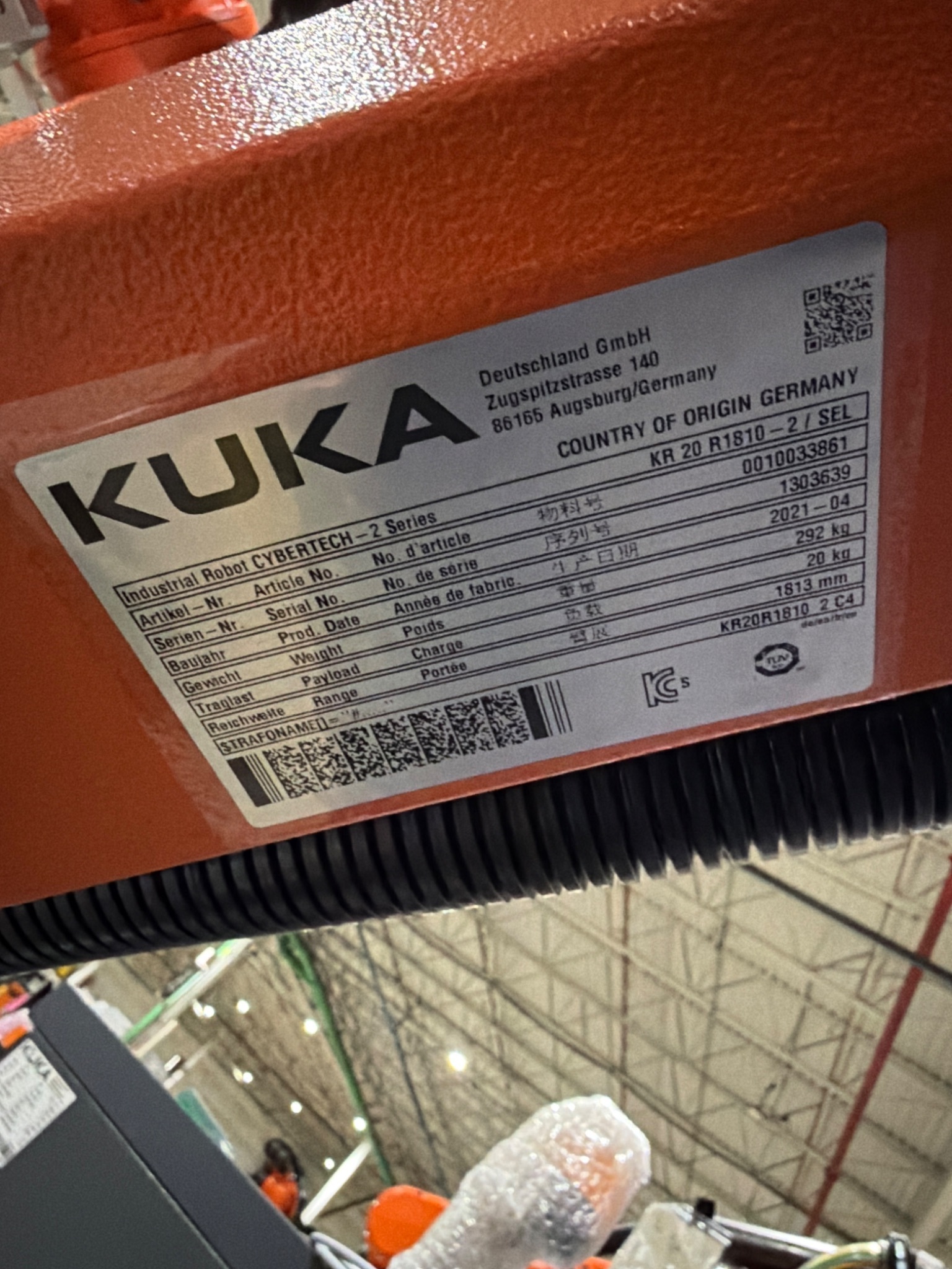 2021 KUKA KR20 1810-2/SEL ROBOT WITH KR C4 CONTROLLER AND SMARTPAD TEACH PENDANT; USED 9