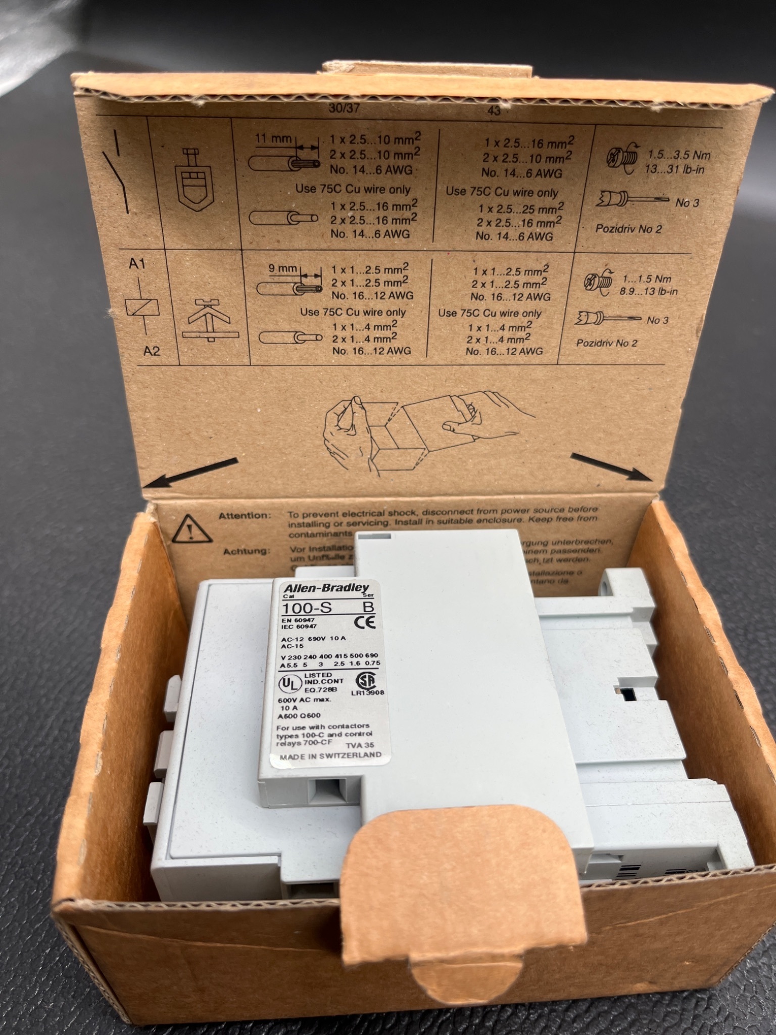 ALLEN BRADLEY 100‑C30D10 3‑Pole AC Motor Contactor NEW 1