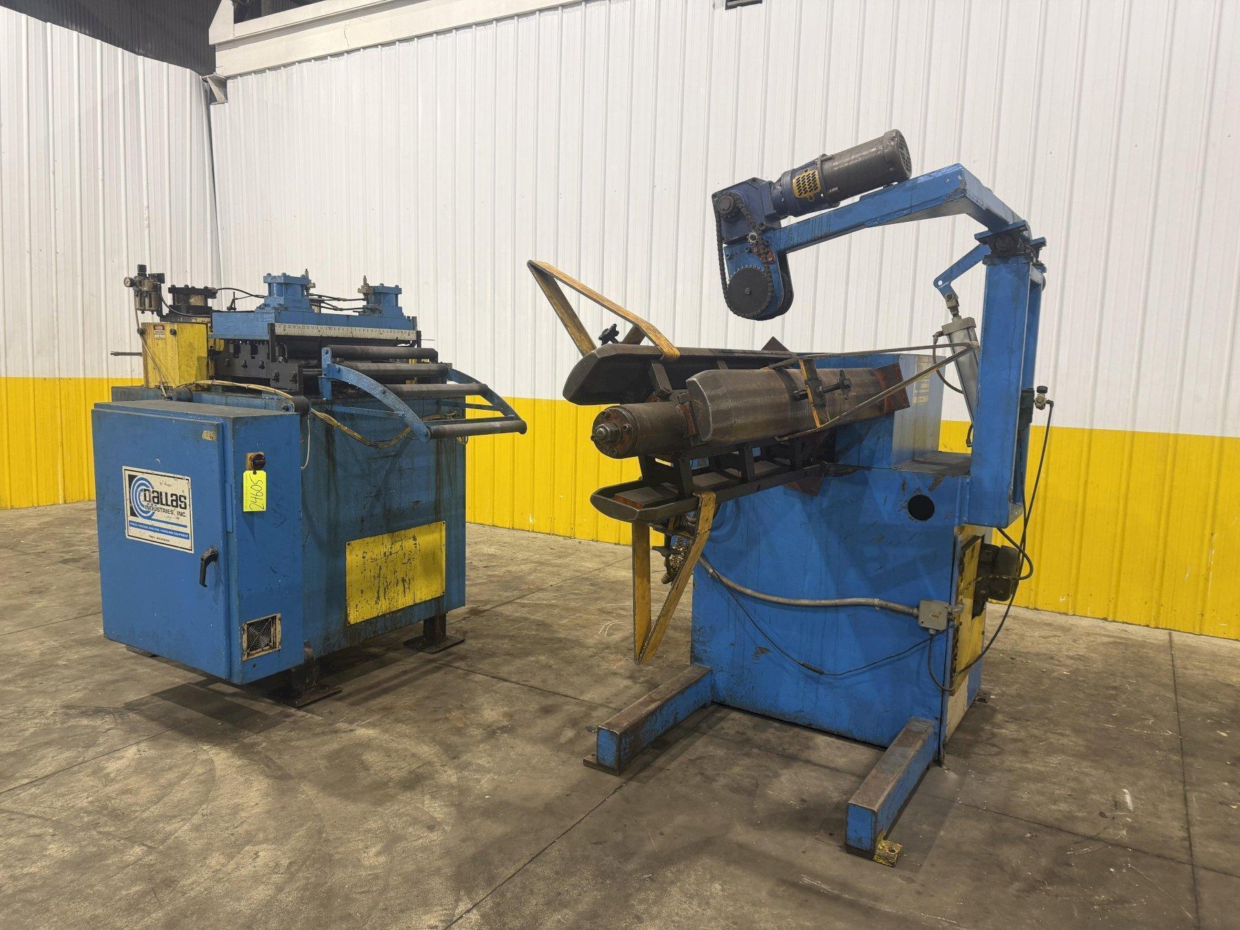 12,000 LB X 24" X .090" DALLAS COIL REEL UNCOILER & FEEDER STRAIGHTENER FEED LINE USED 1