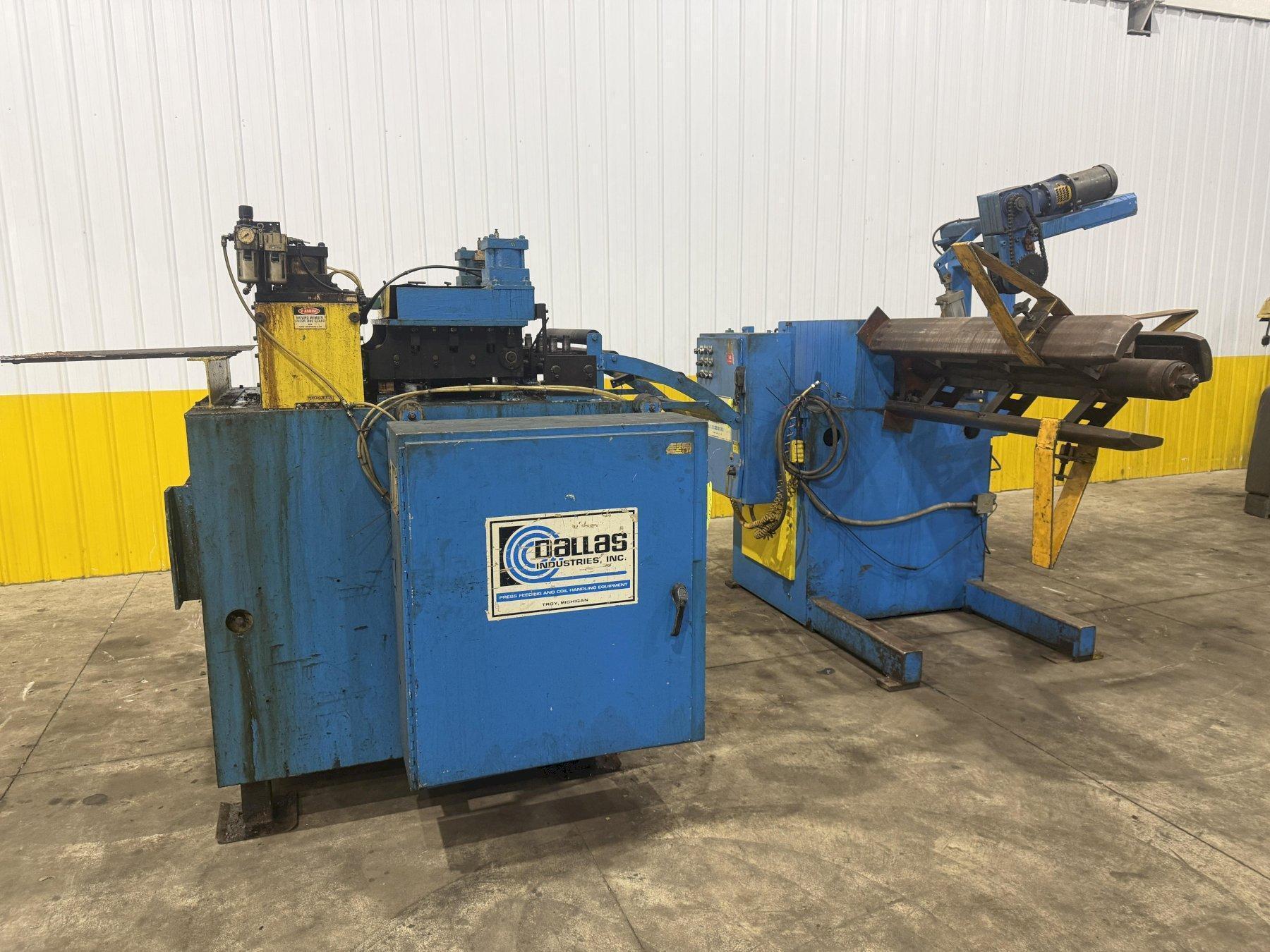 12,000 LB X 24" X .090" DALLAS COIL REEL UNCOILER & FEEDER STRAIGHTENER FEED LINE USED 2