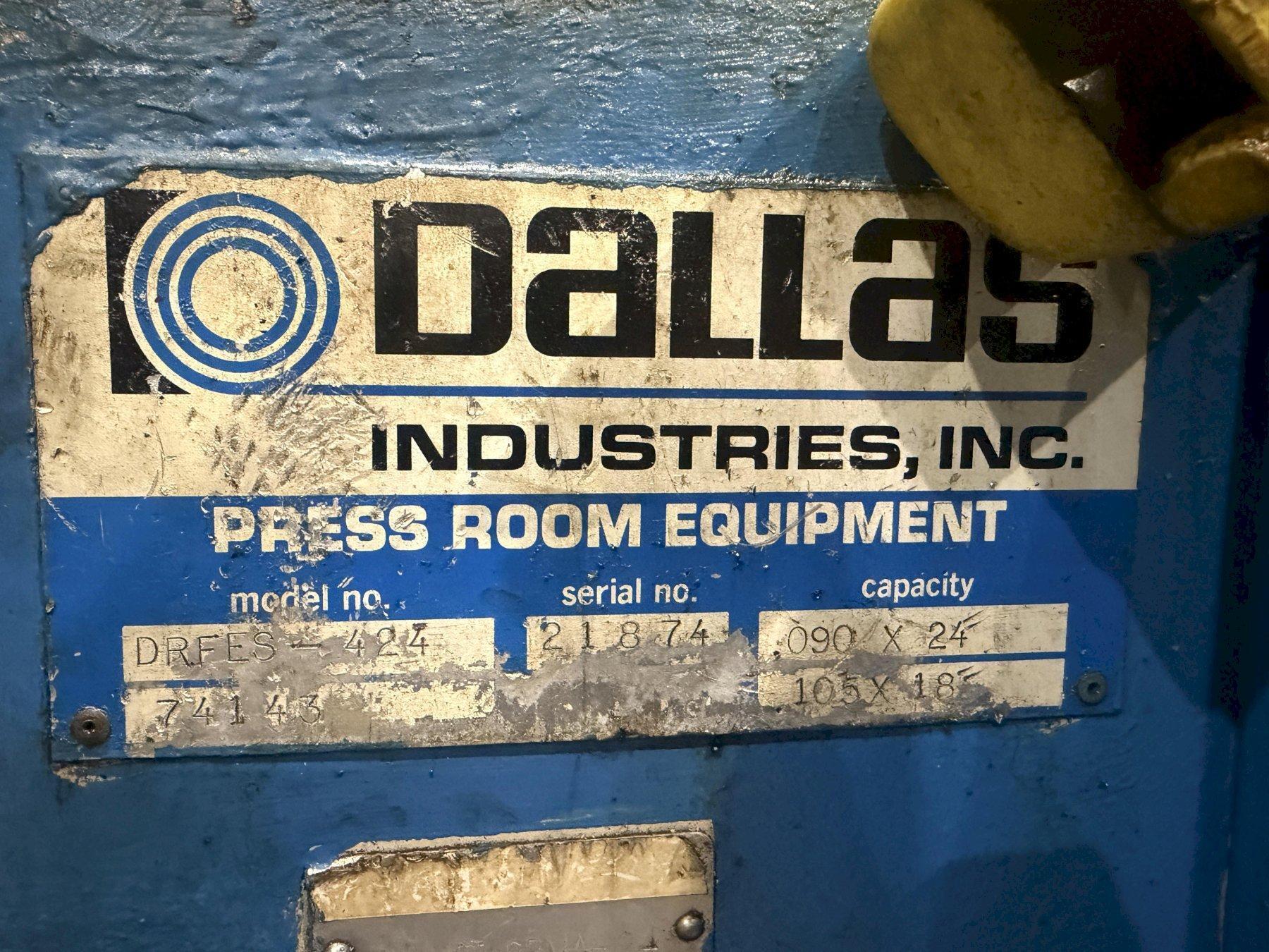 24” X .090” DALLAS MODEL #DRFES-424 MOTORIZED COIL STRAIGHTENER USED 12