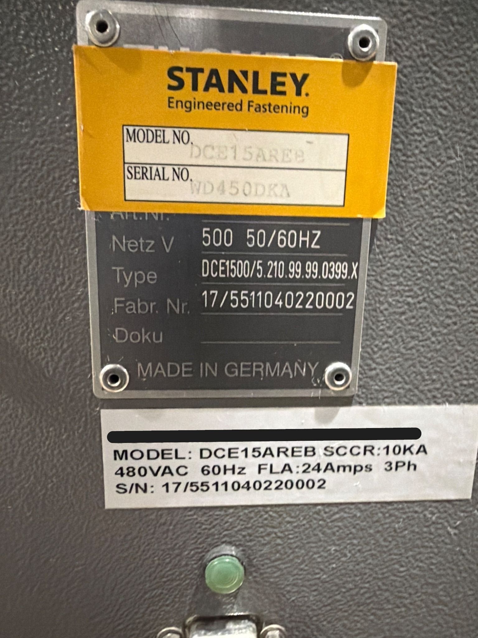 EMHART DCE15AREB DCE1500 Stud Welding Inverter w/ Pendant 480VAC USED 5