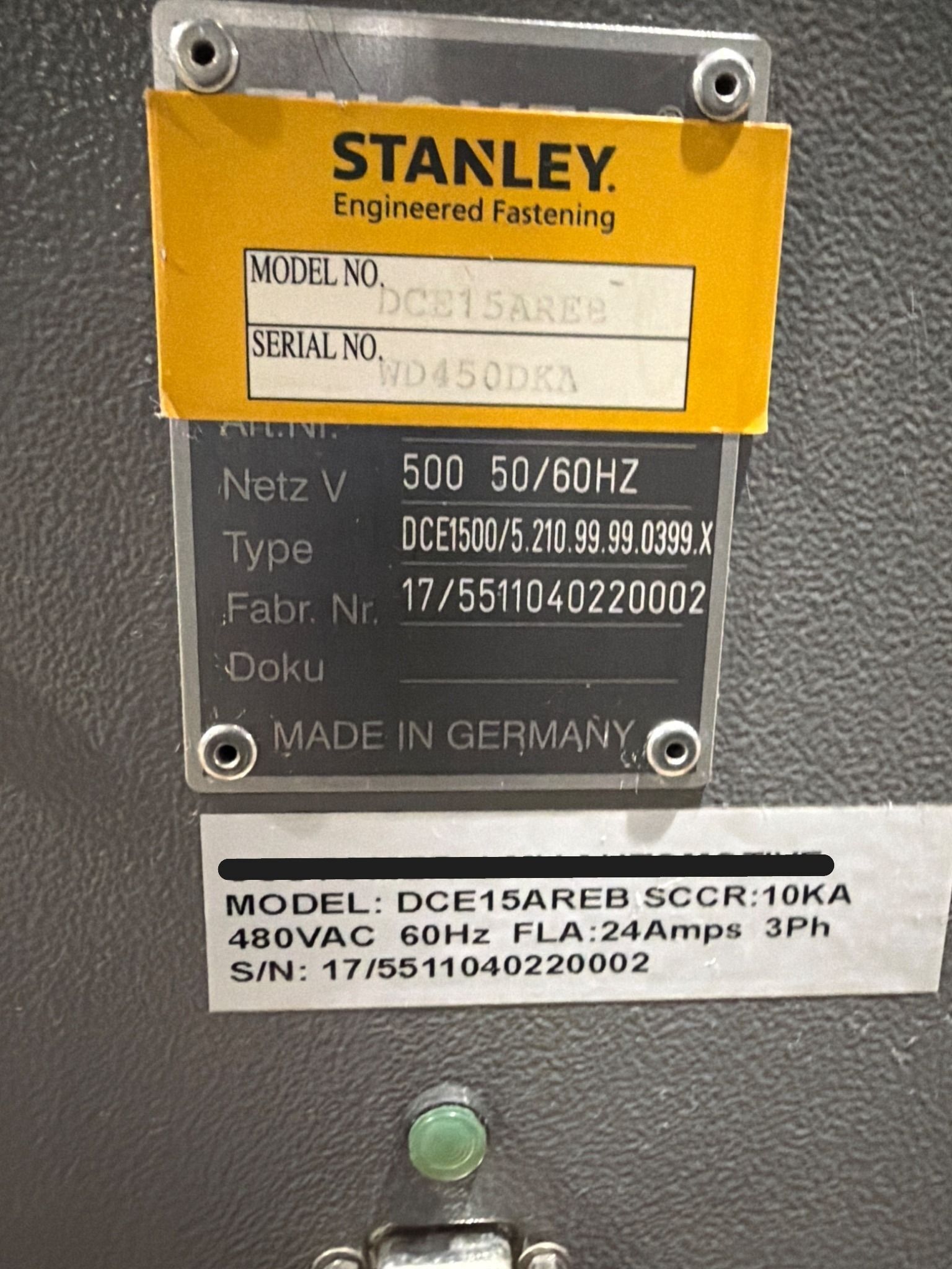 EMHART DCE15AREB Stud Welding Inverter 480VAC USED 6