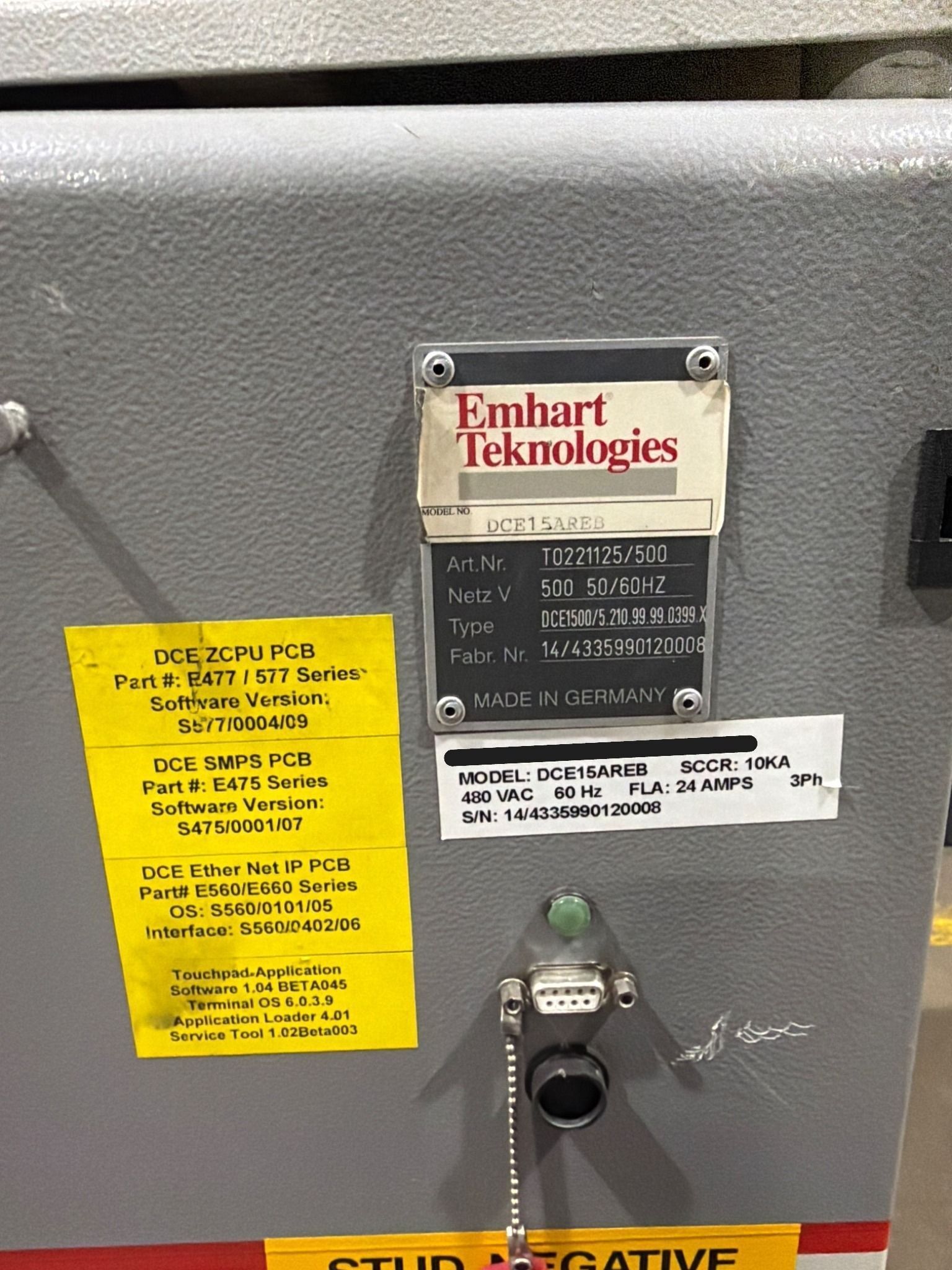 EMHART DCE15AREB DCE1500 Stud Welding Inverter w/ Pendant 480VAC USED 6