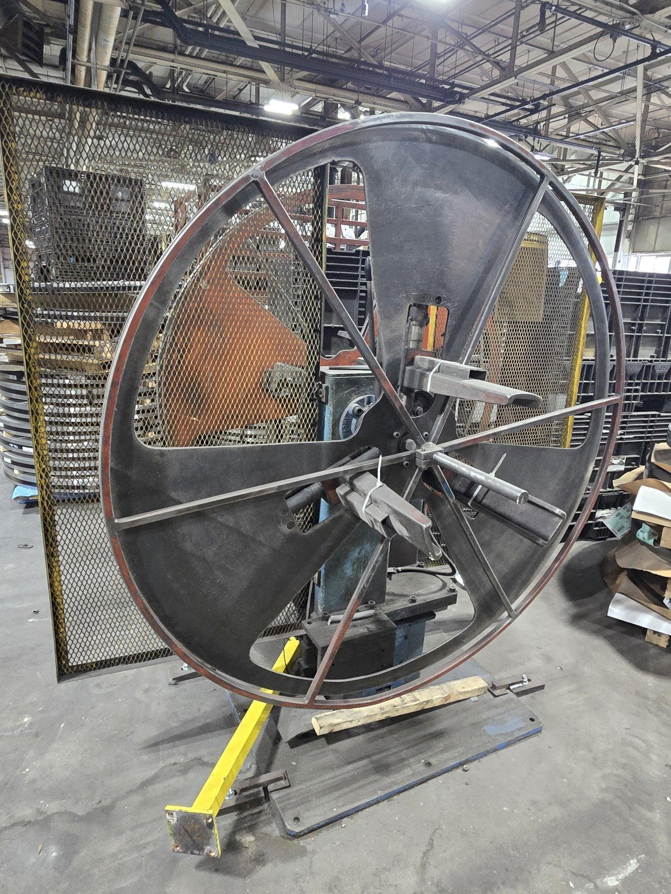 1,100 LB X 14" W GSW LUDM 500/1400 PULL OFF DOUBLE END COIL REEL UNCOILER USED 4