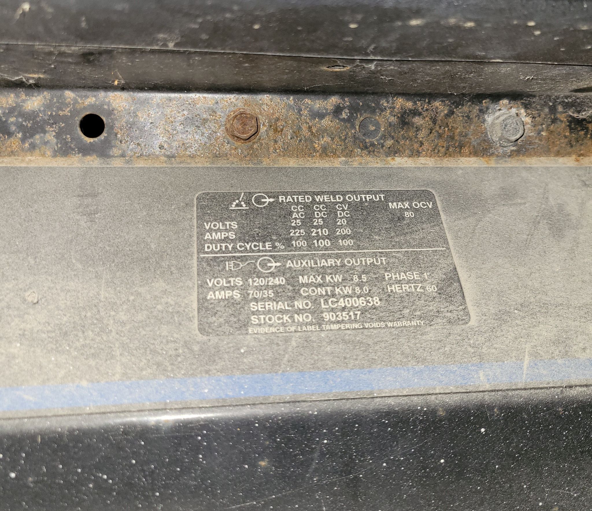 MILLER BOBCAT 225NT WELDER GENERATOR 11,000 WATTS (PARTS ONLY) 5