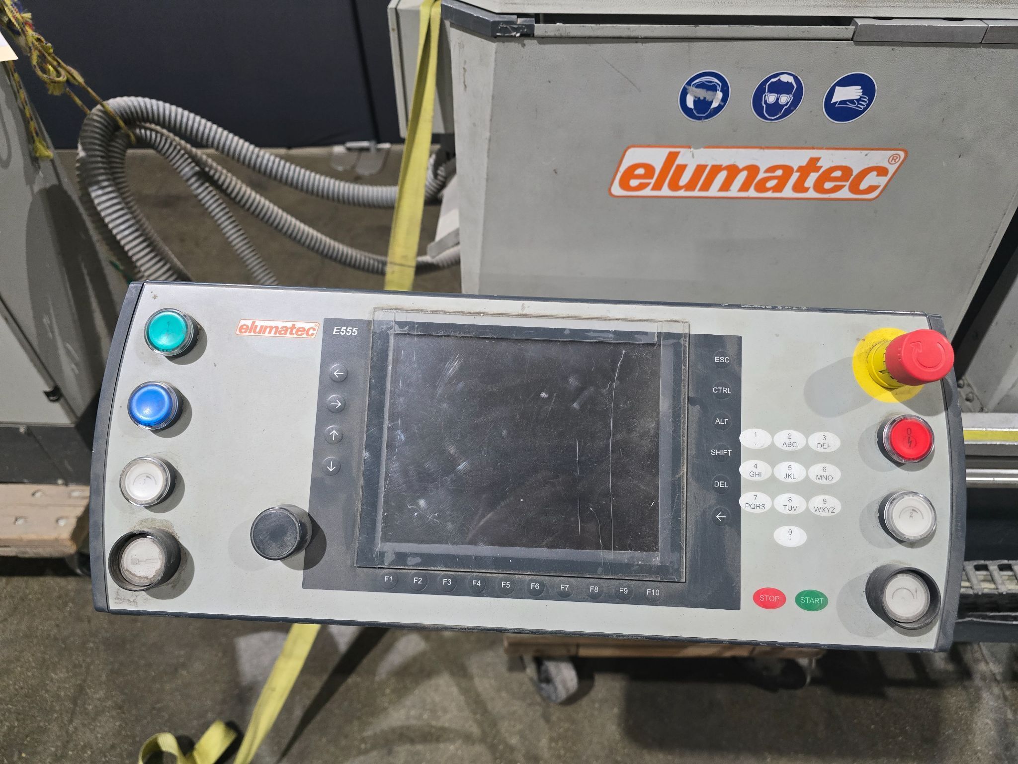 ELUMATEC DG142 Double Cut Miter Saw with Travel Rail & Controls USED 1