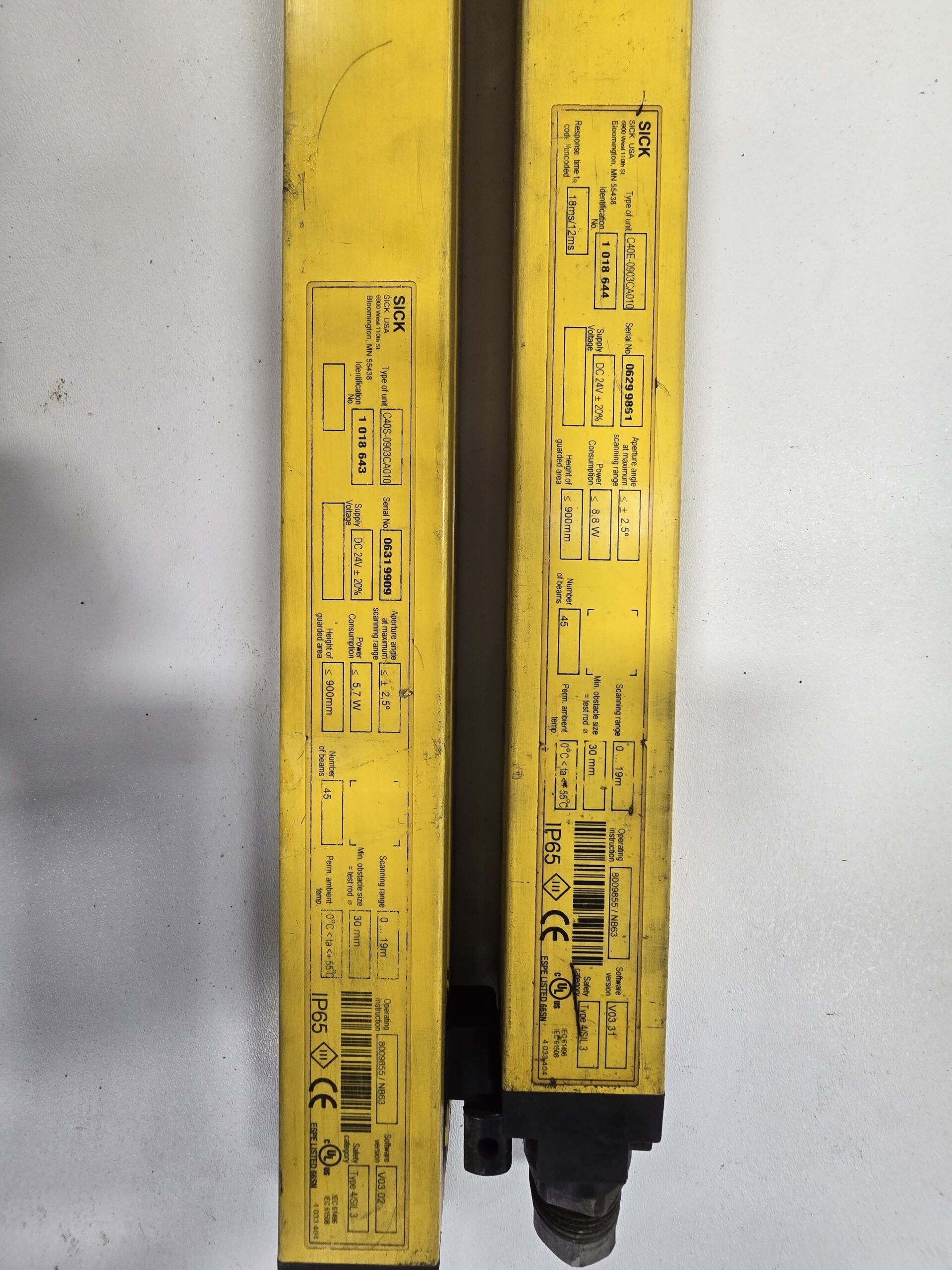 SICK C40E-0903CA010/C40S-0903CA010 LIGHT CURTAIN SET USED 1