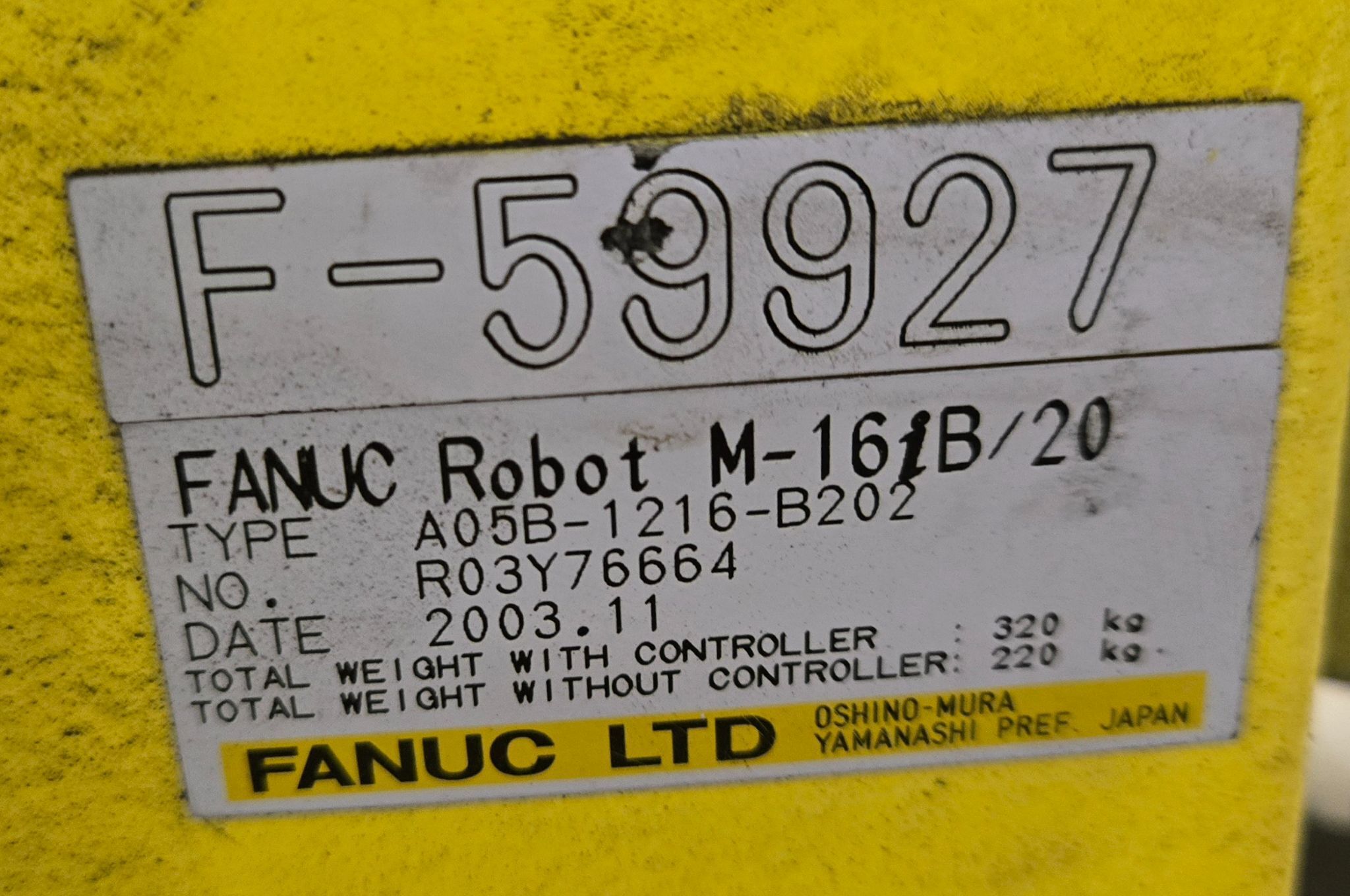 FANUC M‑16iB/20 Complete w/ R‑J3iB Controller USED 10