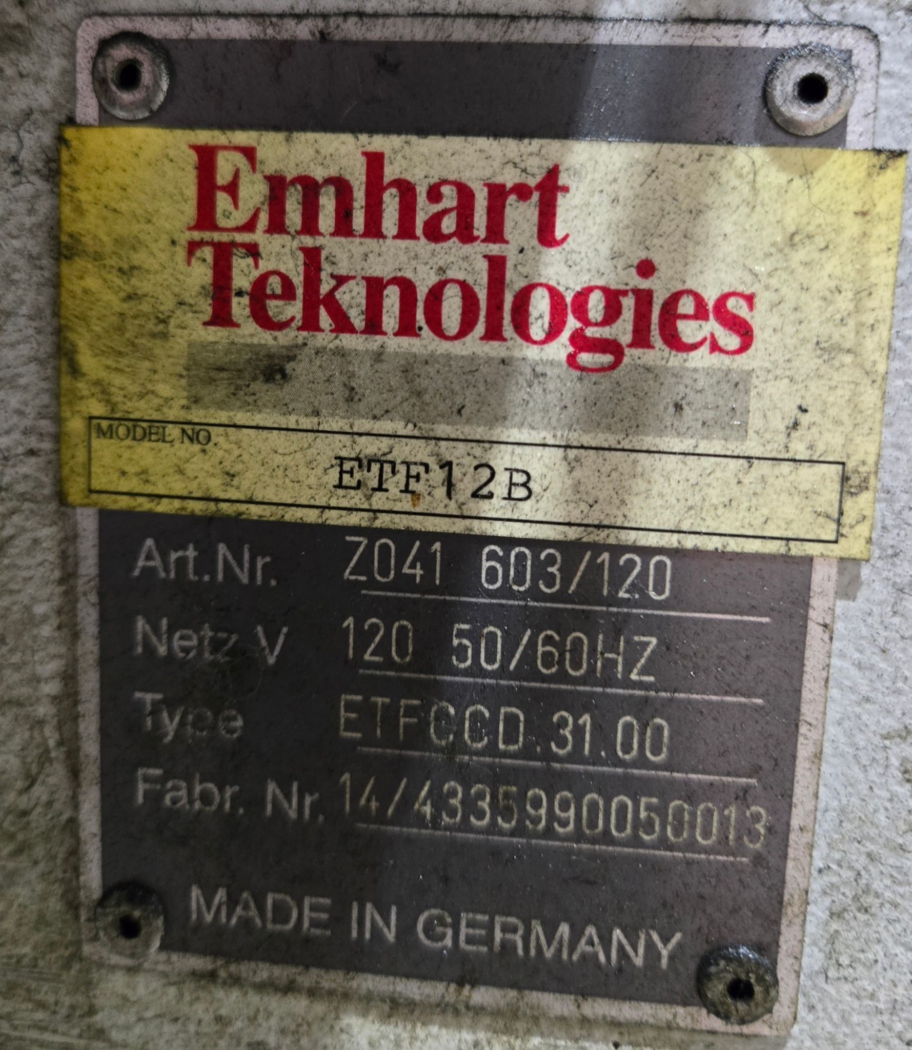EMHART TEKNOLOGIES ETF12B Vibratory Bowl Feeder Fastener Feeding System USED 8