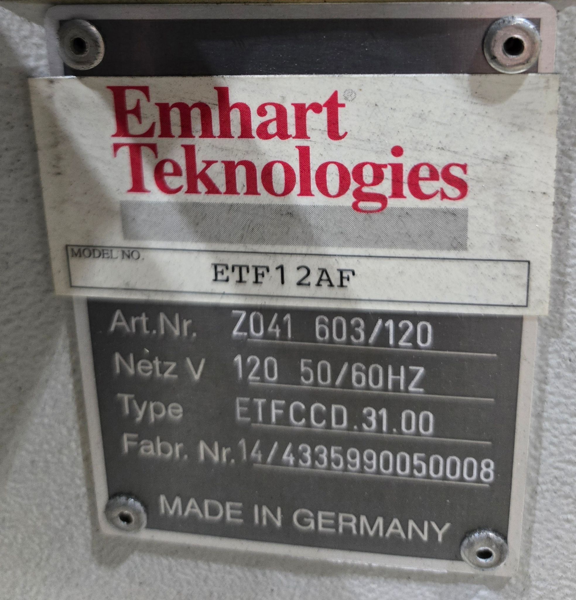 EMHART TEKNOLOGIES ETF12AF Vibratory Bowl Feeder Fastener Feeding System USED 10