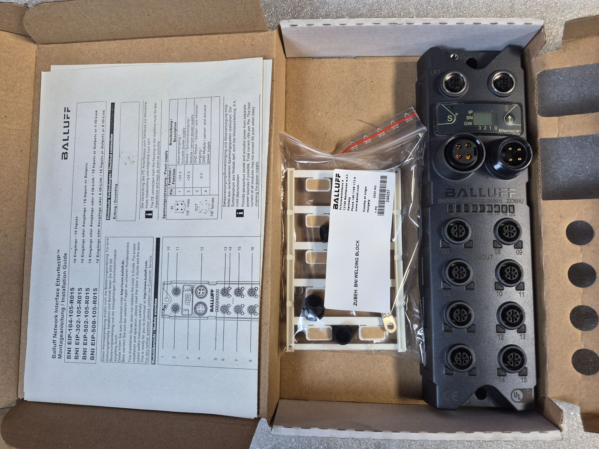 BALLUFF BNI EIP‑302‑105‑R015 Ethernet/IP I/O Module BNI008P NEW 1