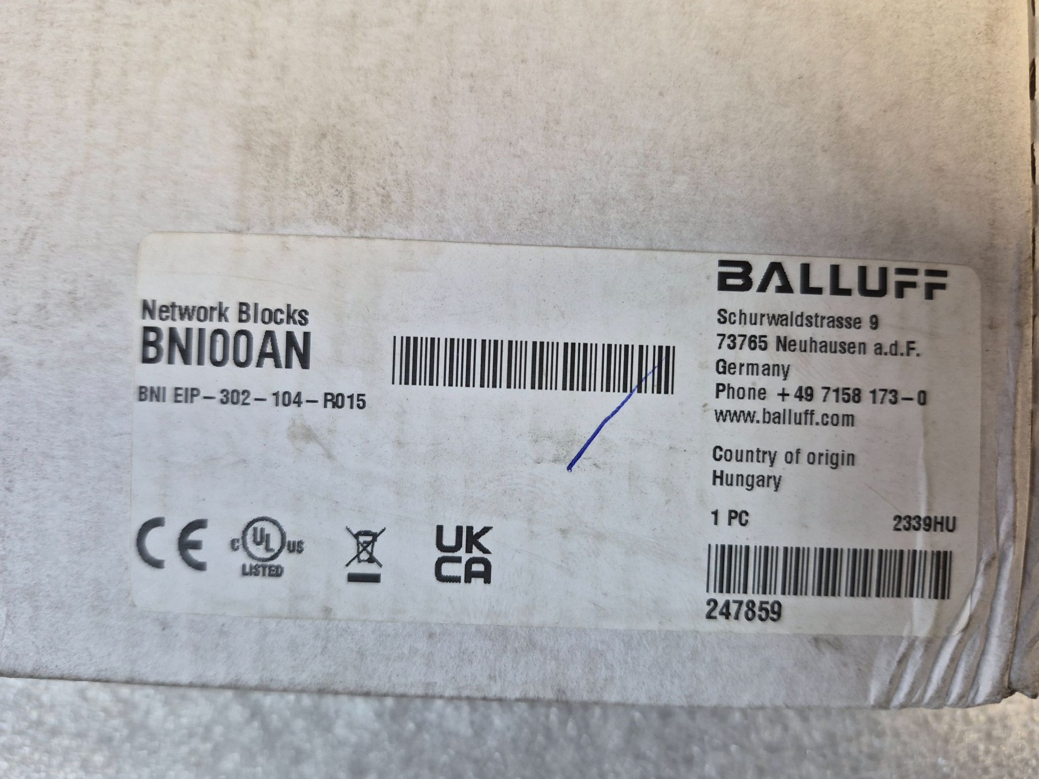 BALLUFF BNI EIP‑302‑104‑R015 Ethernet/IP Network Block BNI00AN NEW 2