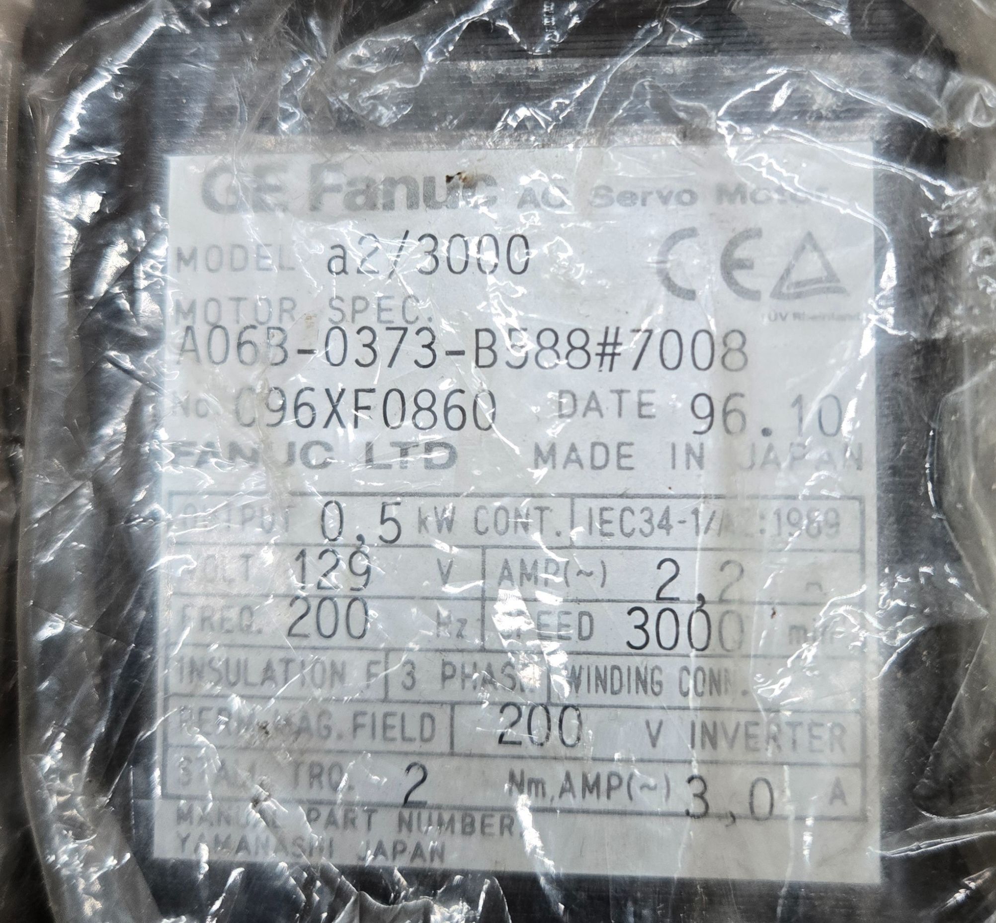 GE FANUC A06B‑0373‑B588#7008 AC Servo Motor NEW 1
