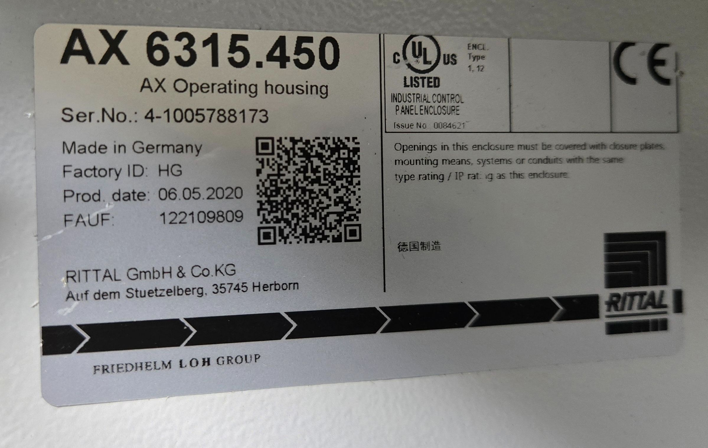 RITTAL AX 6315.450 Operating Housing Enclosure NEW 6