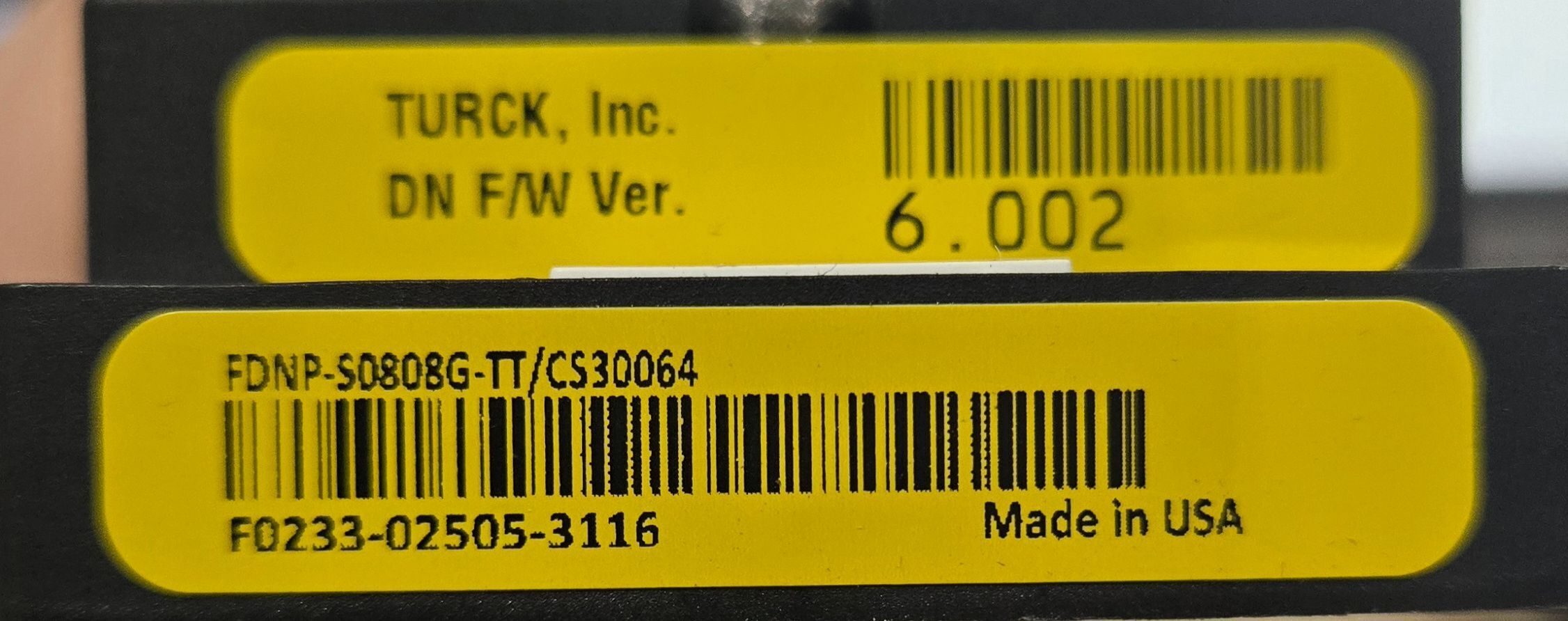 TURCK FDNF‑S0808G‑TT/CS30064 DeviceNet 8‑In / 8‑Out Remote I/O Module USED 6