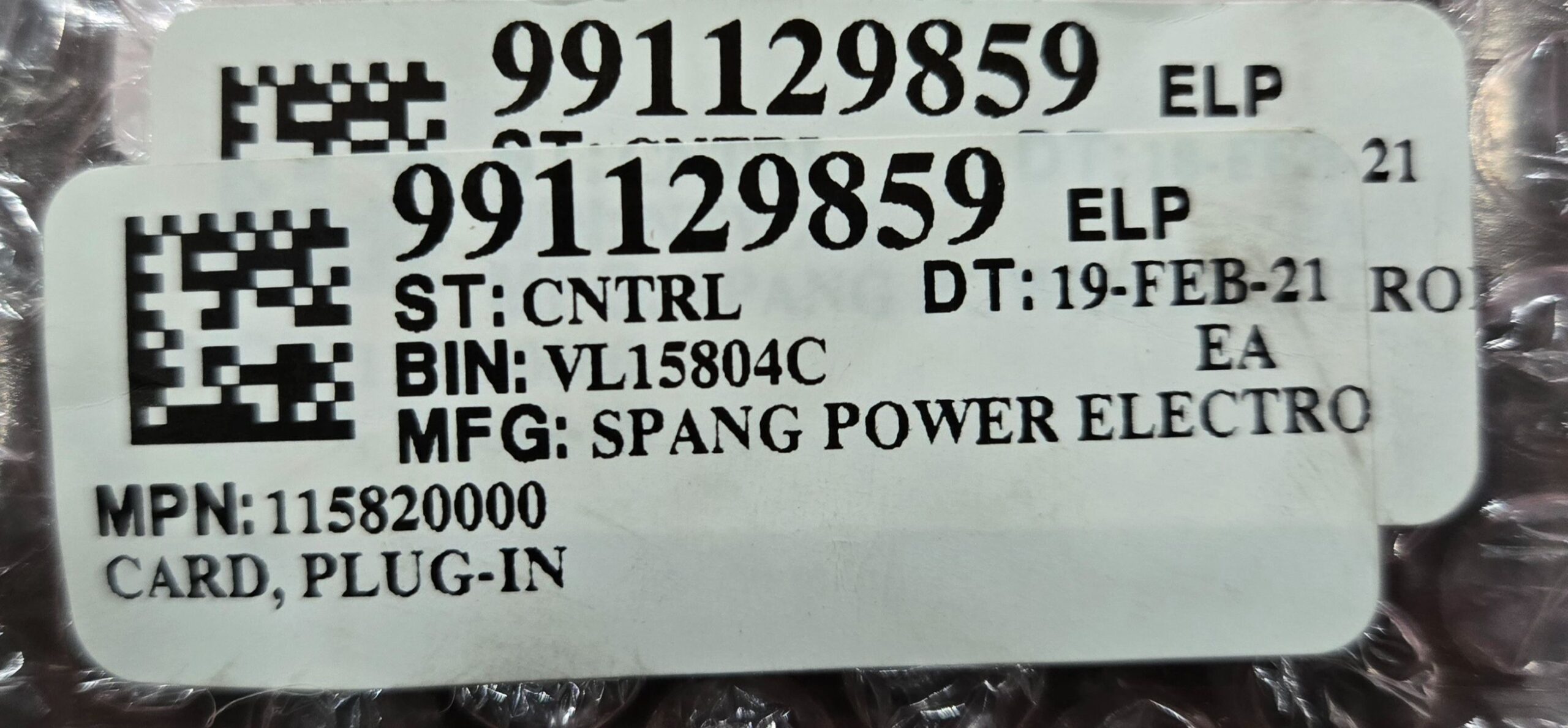 SPANG POWER ELECTRONICS 115820000 Plug‑In Control Card NEW 5